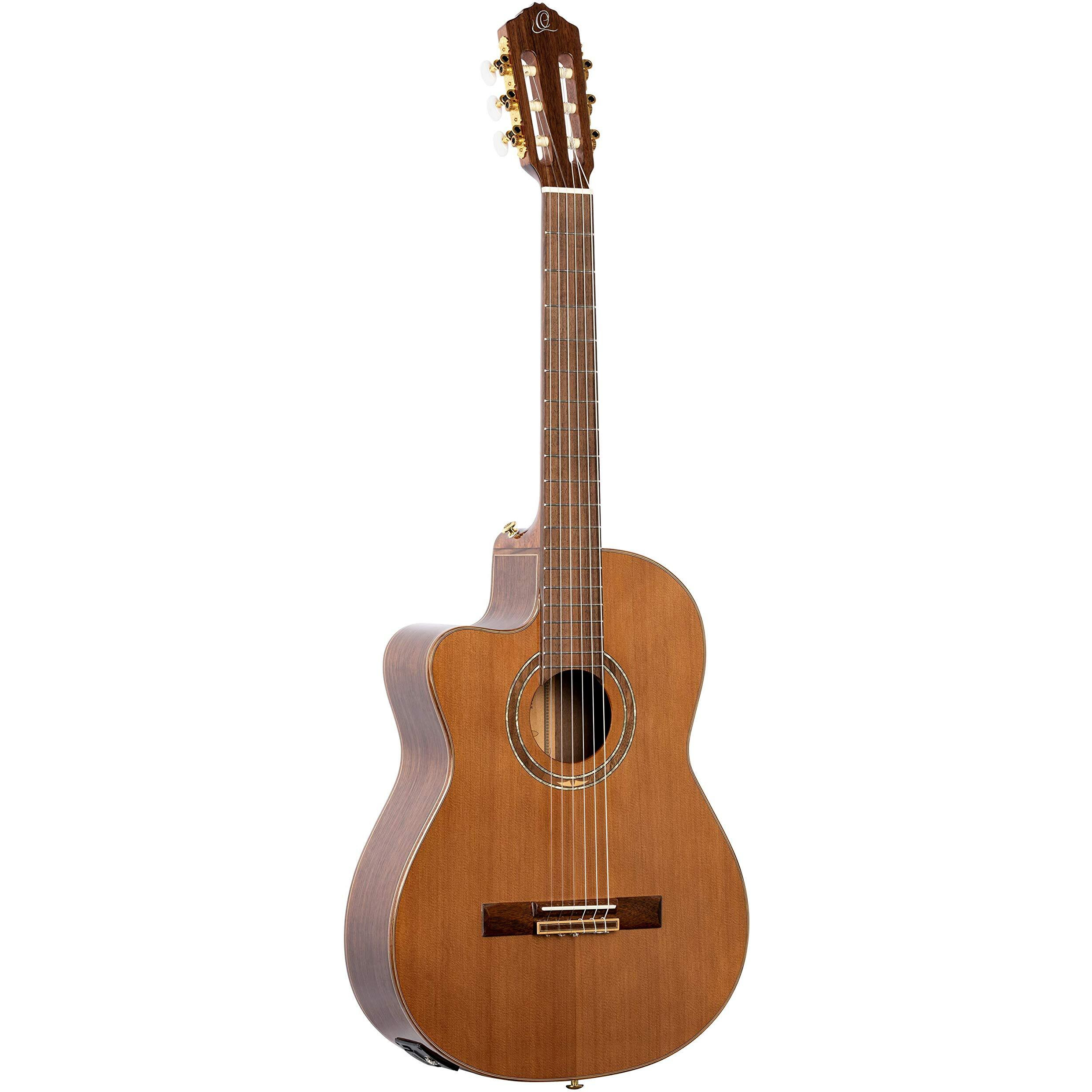 Ortega Guitars 6 String Performer Series Left-Handed Solid Top Medium Neck Acoustic-Electric Nylon Classical Guitar w/Bag, (RCE159MN-L)
