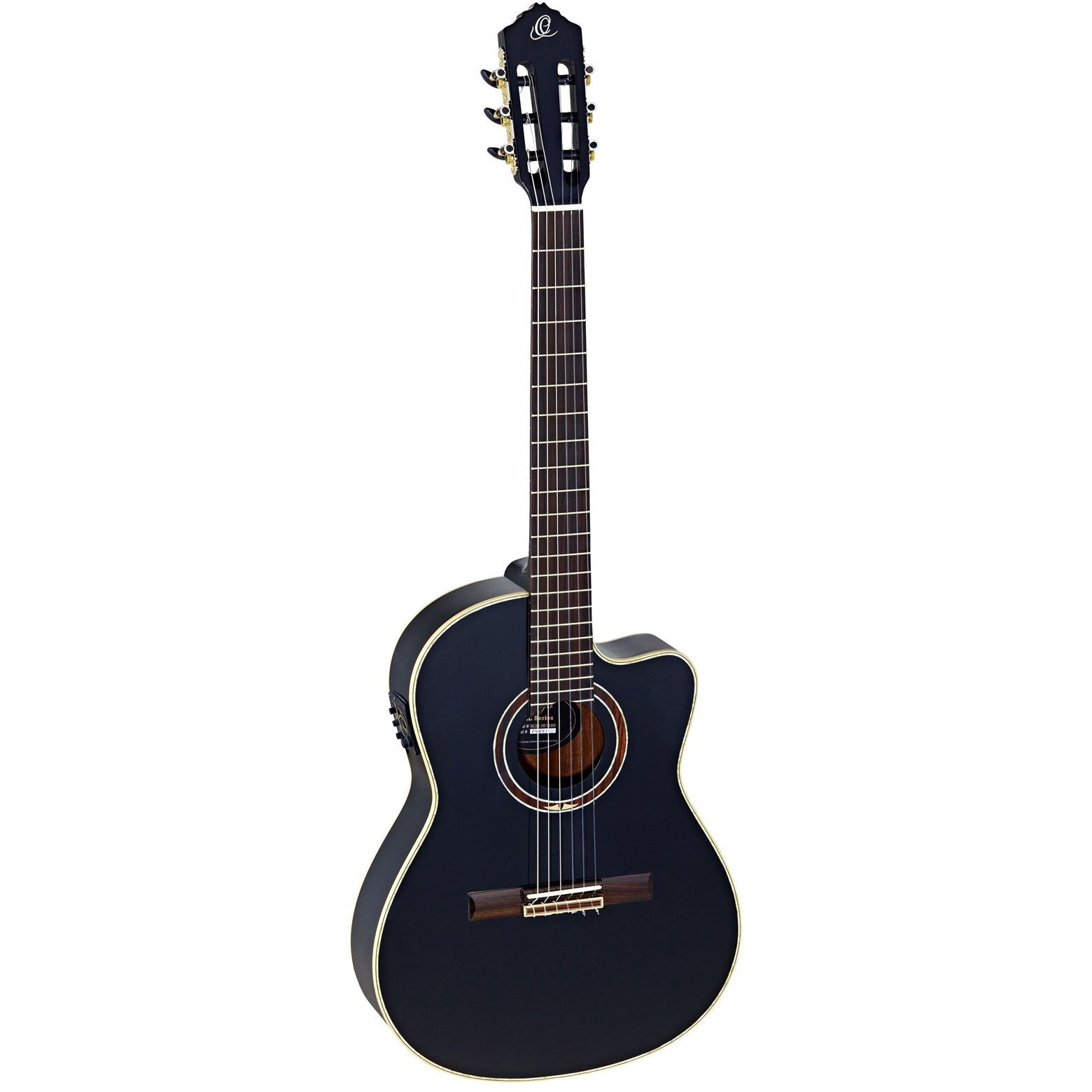 Ortega Guitars 6 String Performer Series Solid Top Thinline Crossover Acoustic-Electric Nylon Classical Guitar w/Bag, Right (RCE138-T4BK)