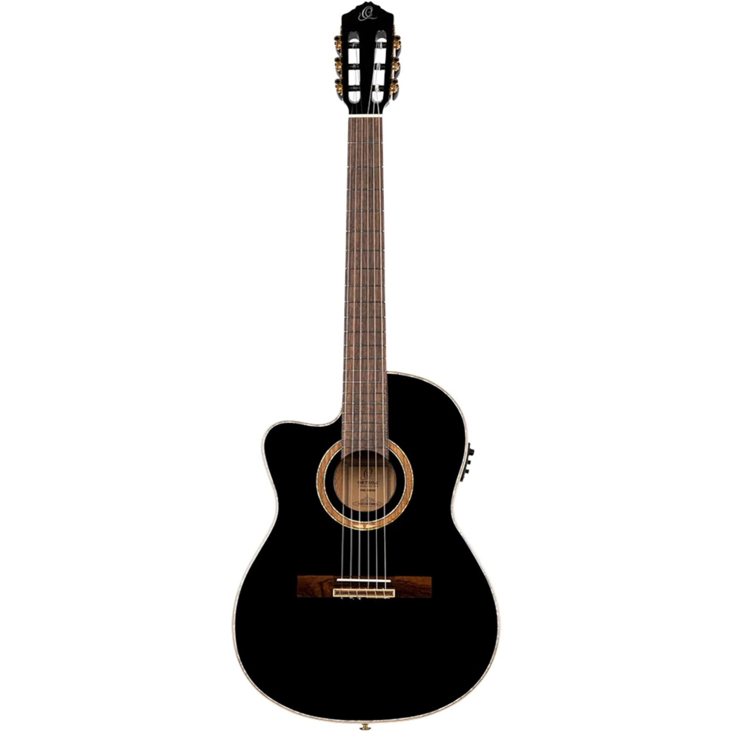 Ortega Guitars 6 String Performer Series Left-Handed Solid Top Thinline Crossover Acoustic-Electric Nylon Classical Guitar w/Bag, (RCE138-T4BK-L)