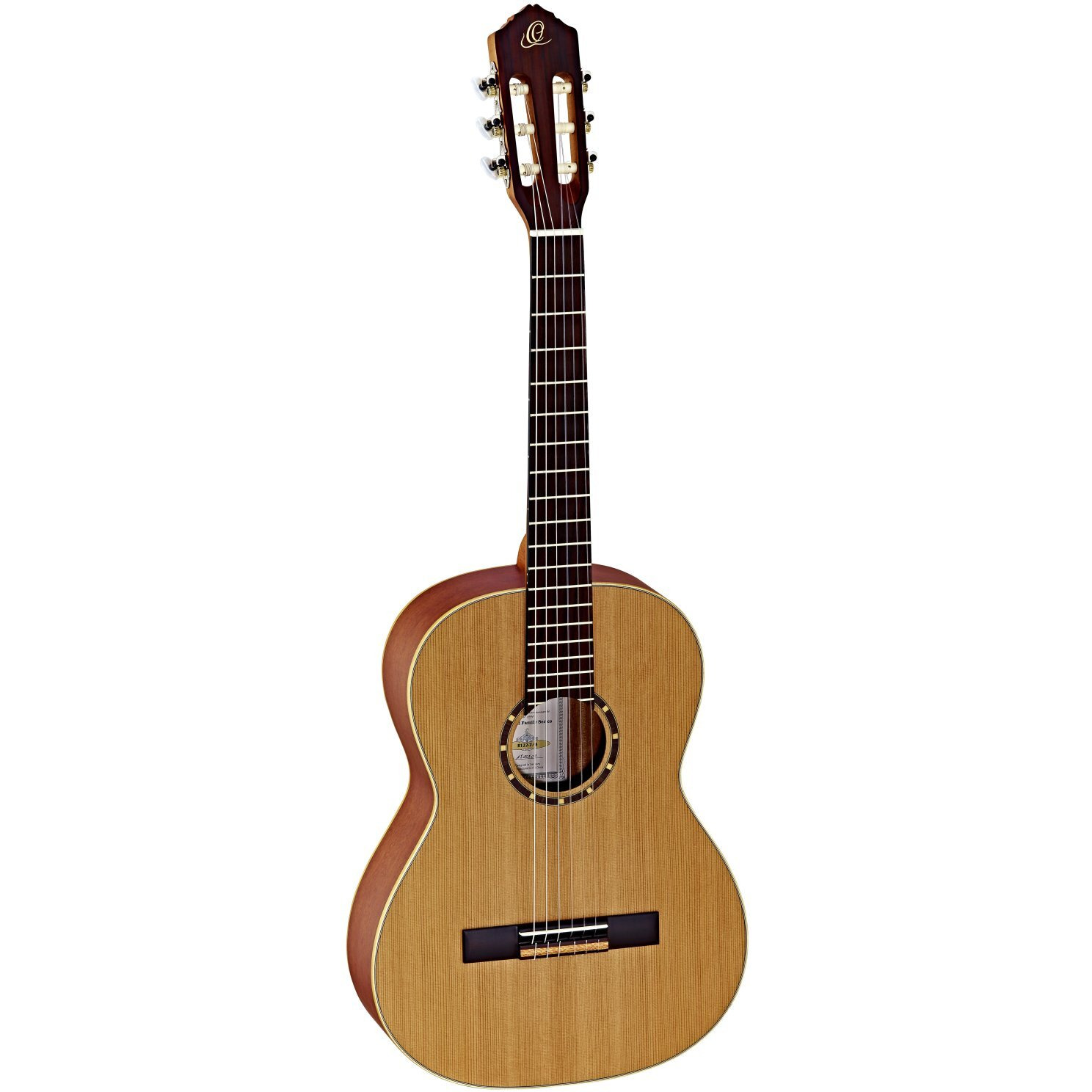 Ortega Guitars 6 String Family Series 7/8 Size Nylon Classical Guitar w/Bag, Right, Cedar Top-Natural-Satin, (R122-7/8)