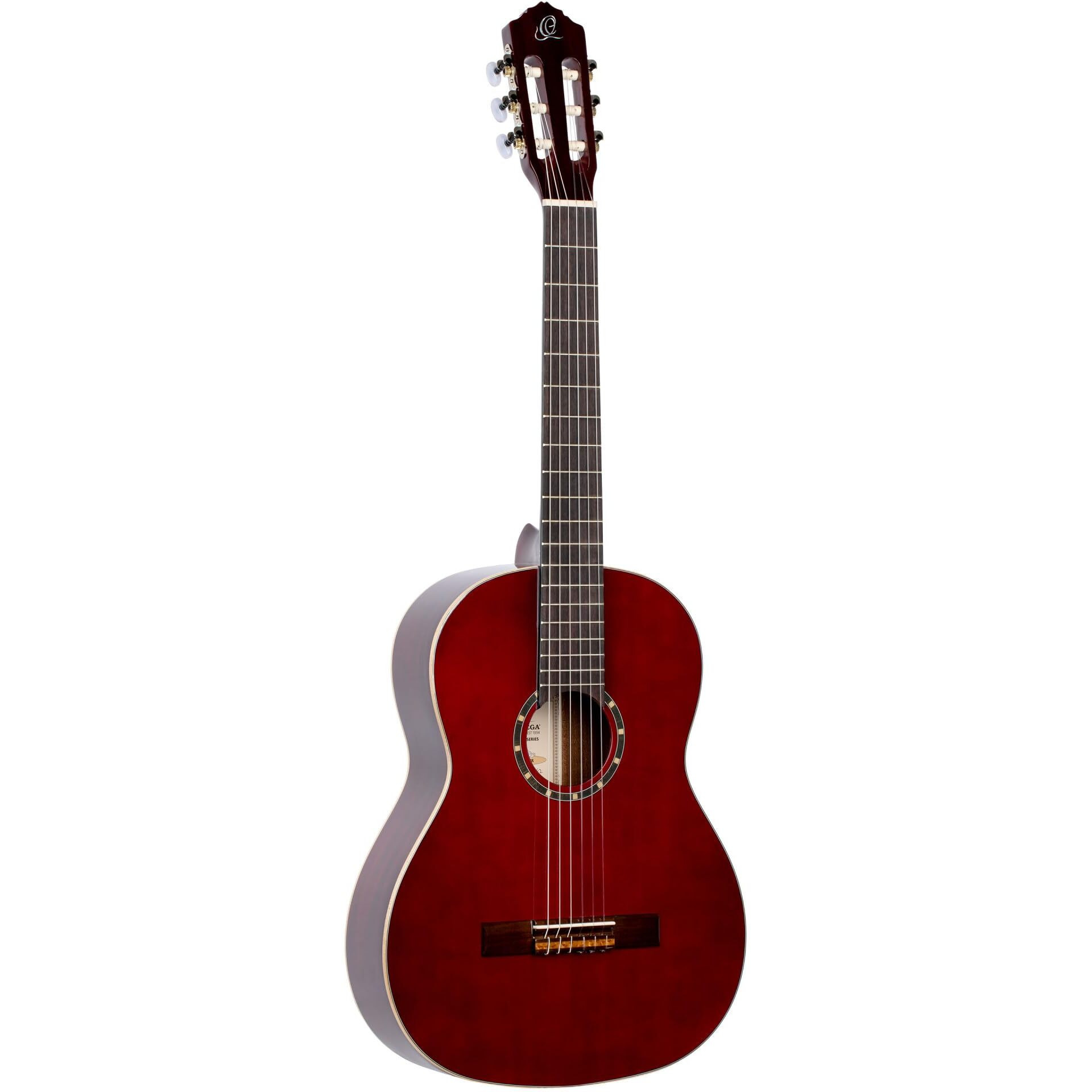 Ortega Guitars 6 String Family Series Full Size Nylon Classical Guitar w/Bag, Right, Spruce Top-Wine Red-Gloss, (R121WR)