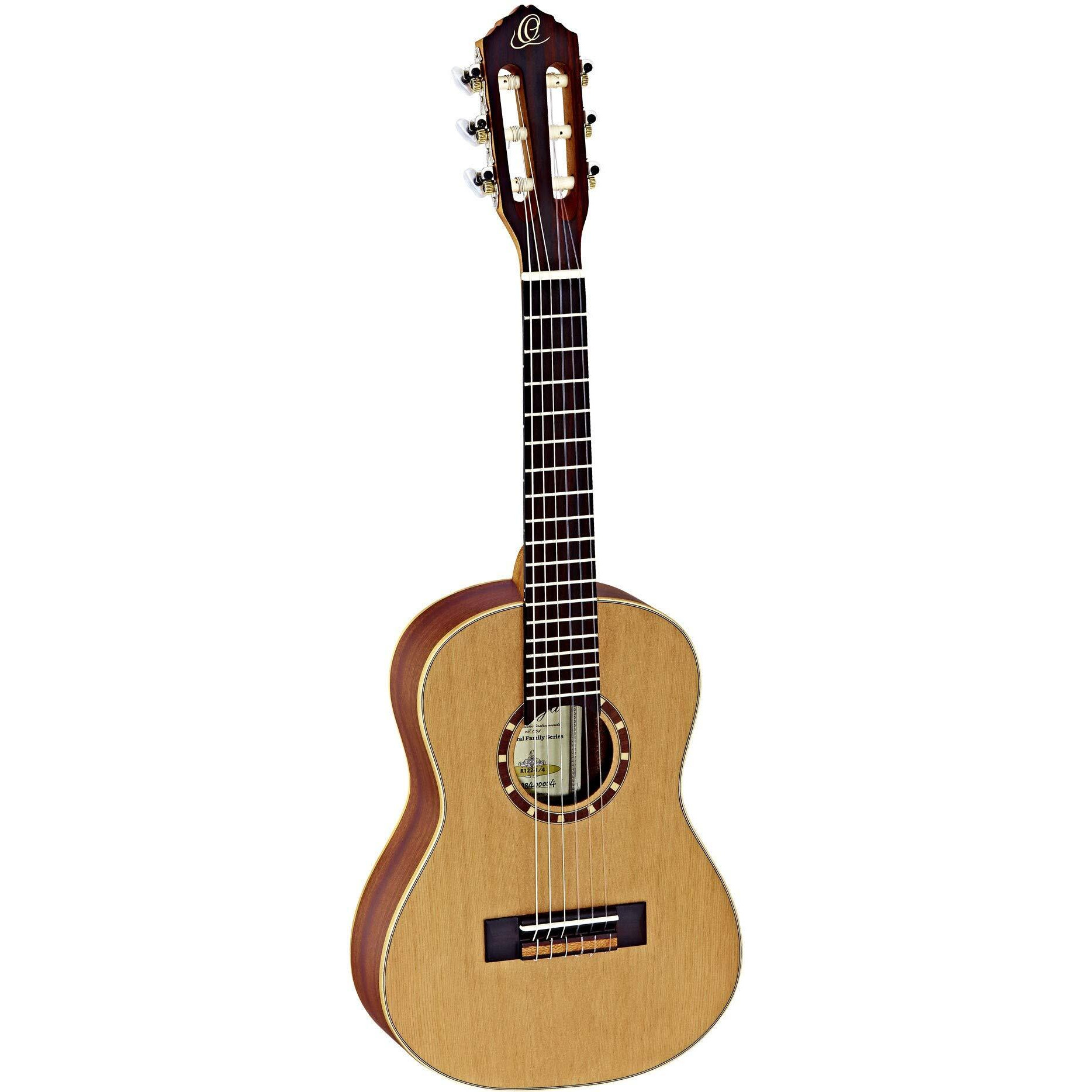Ortega Guitars 6 String Family Series 1/4 Size Nylon Classical Guitar w/Bag, Right, Cedar Top-Natural-Satin, (R122-1/4)