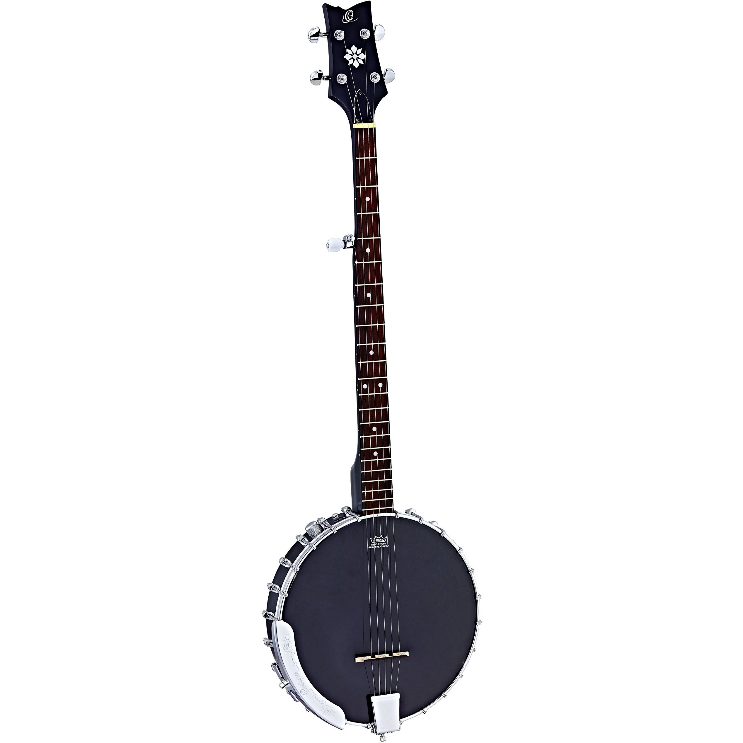 Ortega Guitars Raven Series 5-String Open Back Acoustic-Electric Banjo w/Bag, Right (OBJE250OP-SBK)