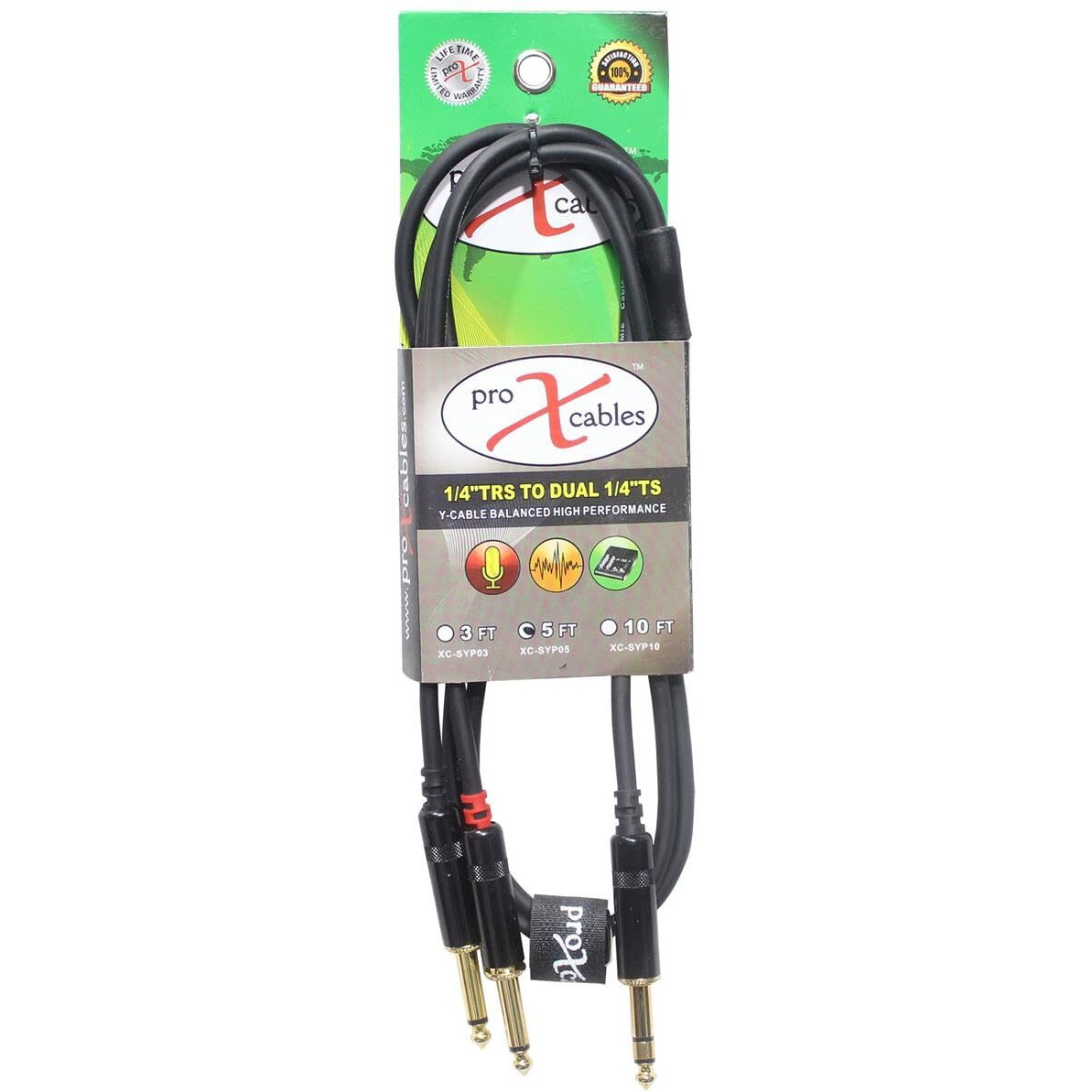 ProX XC-SYP05 5' 1/4" TRS-M Stereo to Dual 1/4" TS-M Unbalanced High Performance Audio Y Cable