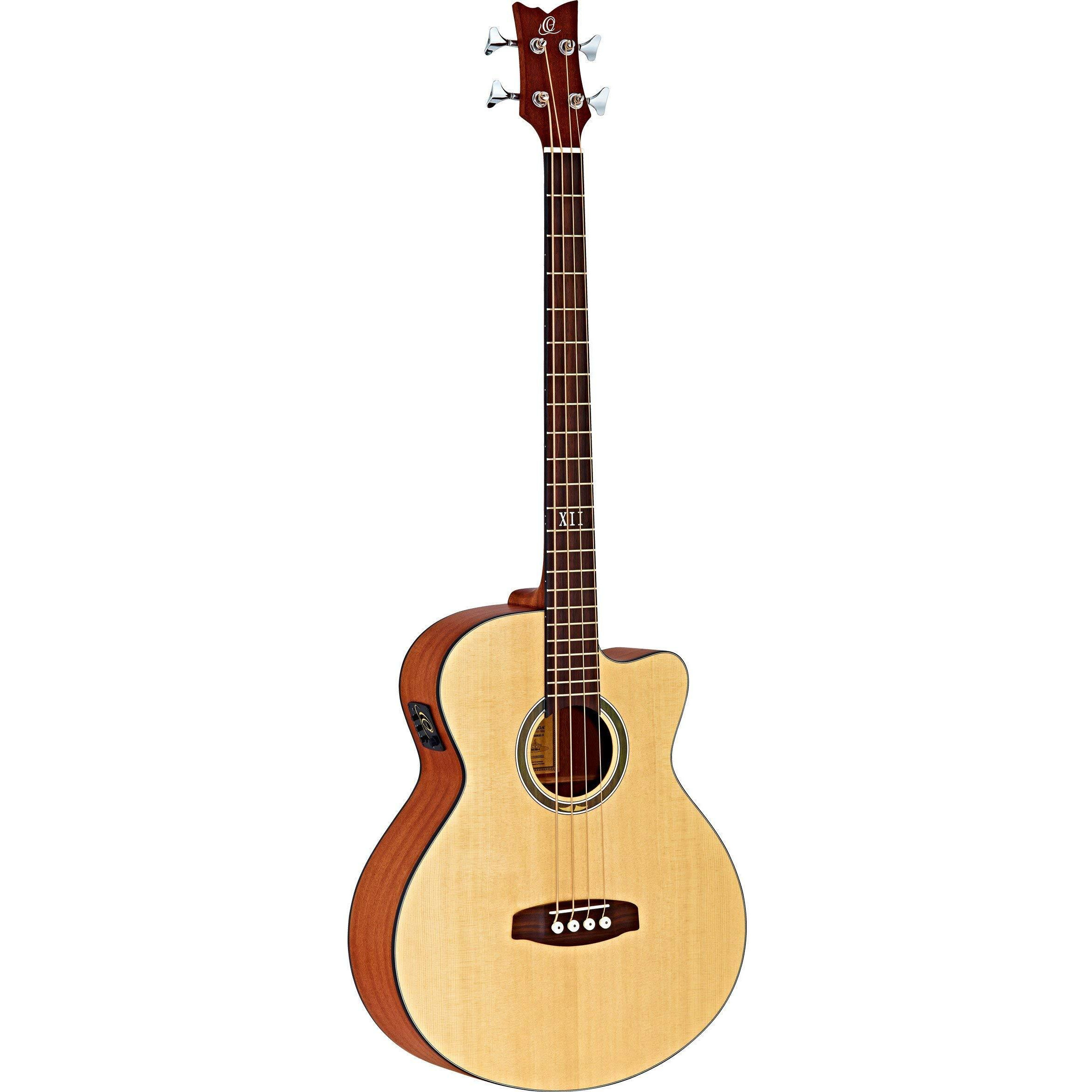 Ortega Guitars 4 String Deep Series Medium Scale Solid Top Acoustic-Electric Bass, Right (D538-4)