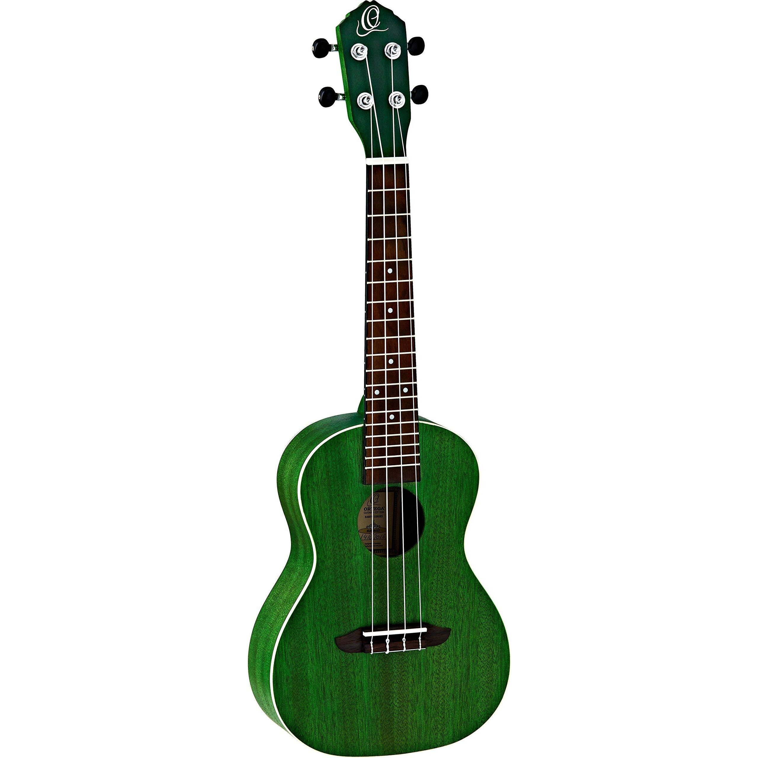 Ortega Guitars, 4-String Earth Series Concert Ukulele, Right, Transparent Forest Green, Acoustic (RUFOREST)