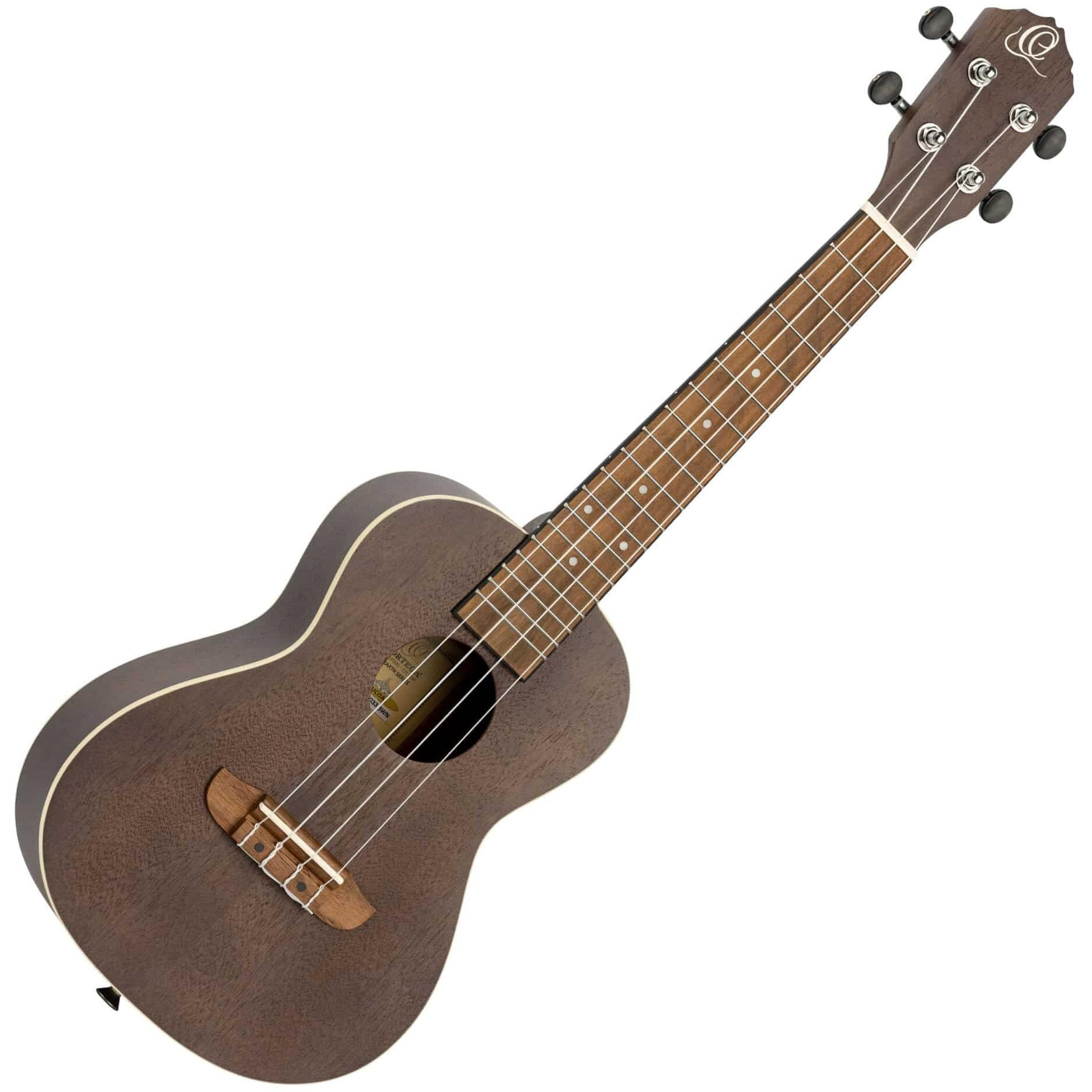 Ortega Guitars, 4-String Earth Series Concert Ukulele, Right, Transparent Black, Acoustic (RUCOAL)