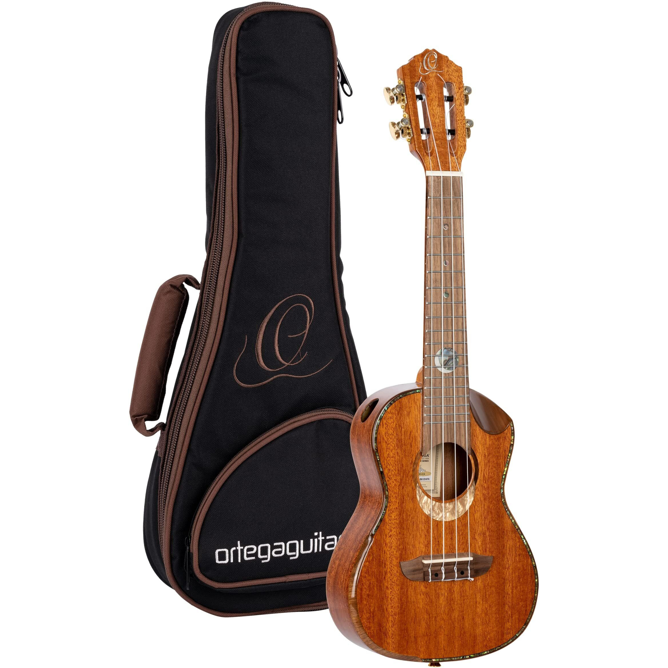Ortega Guitars, 4-String Custom Built Eclipse Series All Solid Concert Ukulele w/Bag, Right CC4