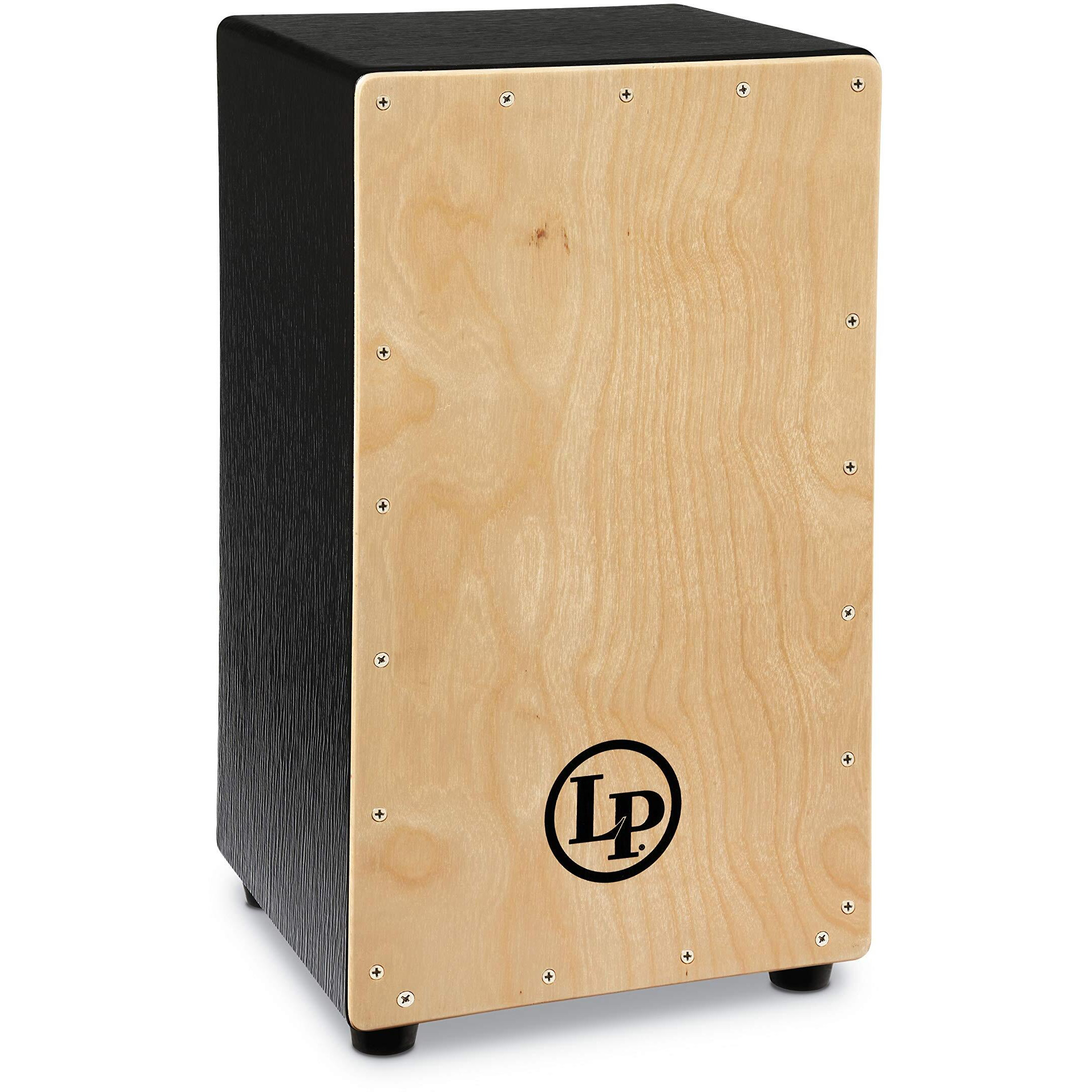Latin Percussion Box Wire Cajon with Natural Faceplate, Black, 19&quotx12&quotx11" (LP1428NYN)