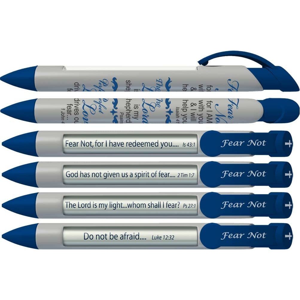 Greeting Pen &quotFear Not" Scripture Pens, Scripture Verses with Rotating Messages, 6 Pen Set (36054)