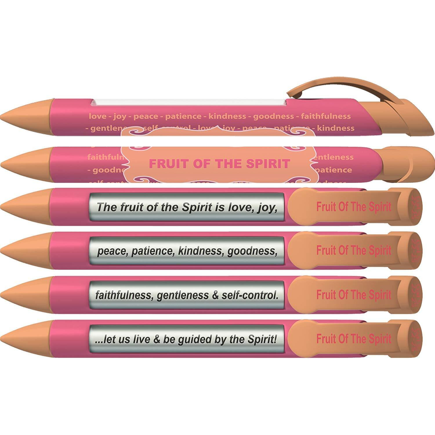 Greeting Pen &quotFruit of the Spirit" Scripture Pens, Scripture Verses with Rotating Messages, 6 Pen Set (36049)