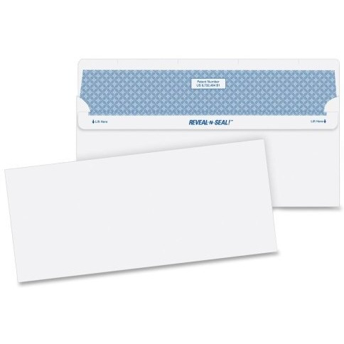 Wholesale CASE of 5 - Quality Park Reveal-n-seal Envelopes-Reveal-n-Seal Envelope,Reg, No. 10,4-1/8&quotx9-1/2",500/BX,WE