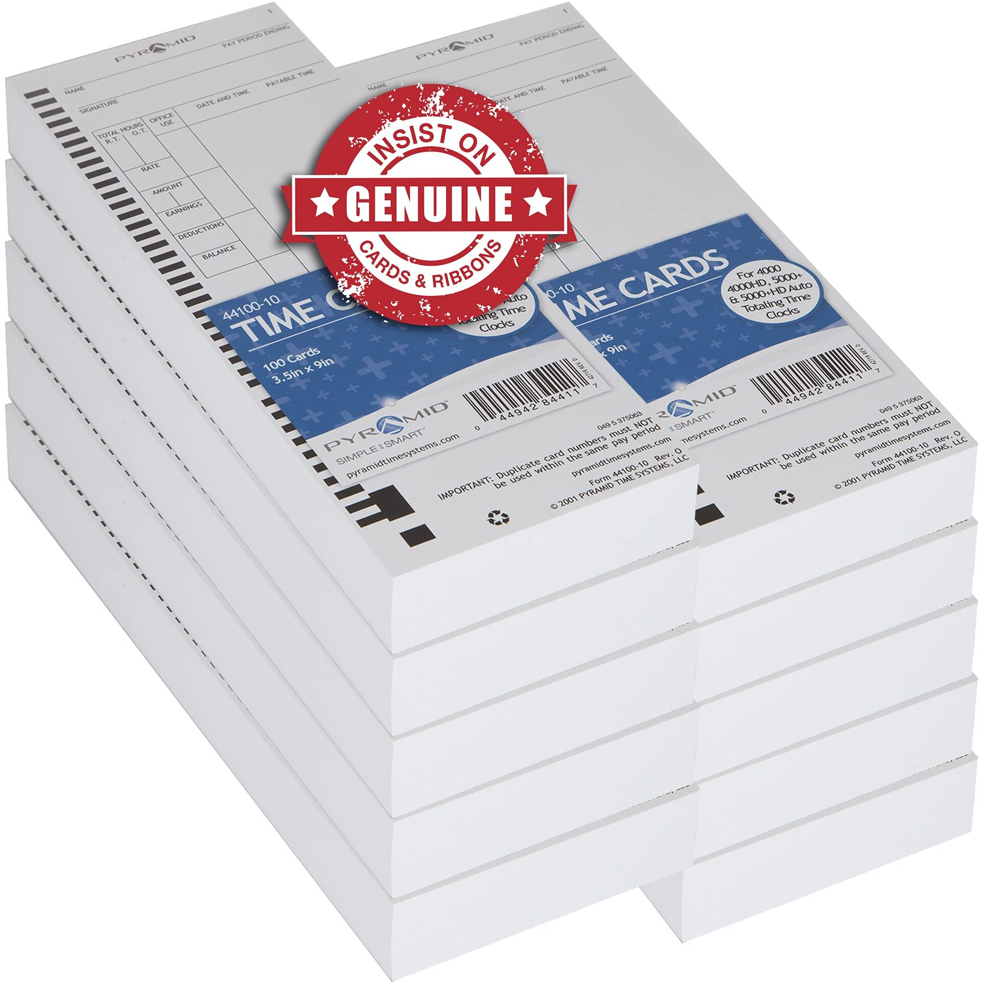 Pyramid Time Systems, 44100-10MB, 1,000 Count Genuine and Authentic Time Cards for 4000, 4000Pro, 4000ProK and 5000 Series Time Clocks from Pyramid, Time Cards