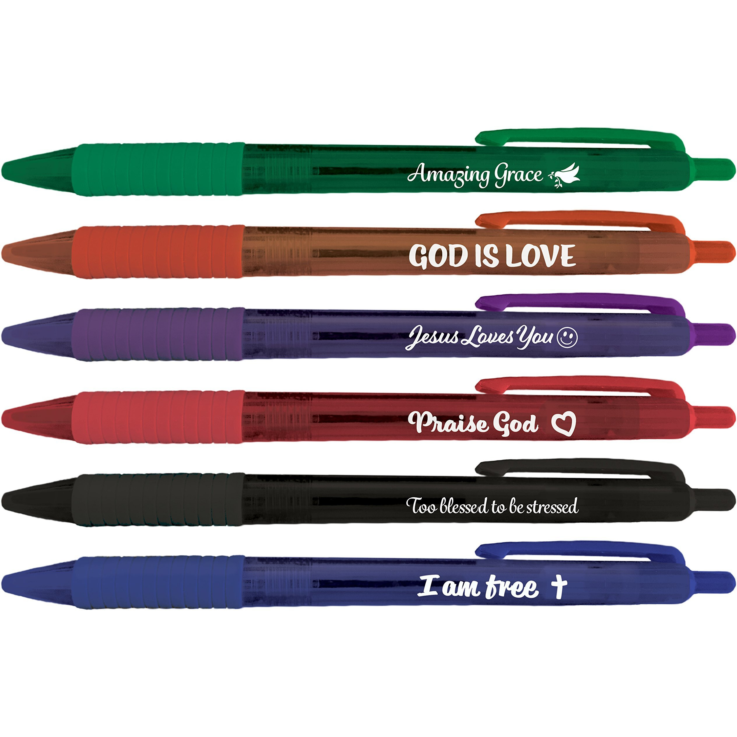 Greeting Pen Christian Inspirational Translucent 12 Pen Set with 6 designs (46005)