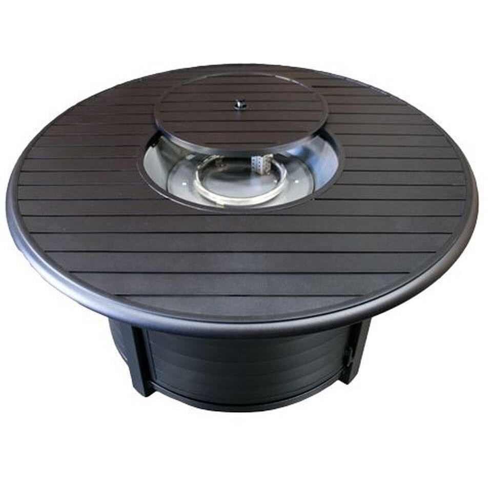 Hiland F-1350-FPT Extruded Aluminum Round Slatted Fire Pit, Large, Black