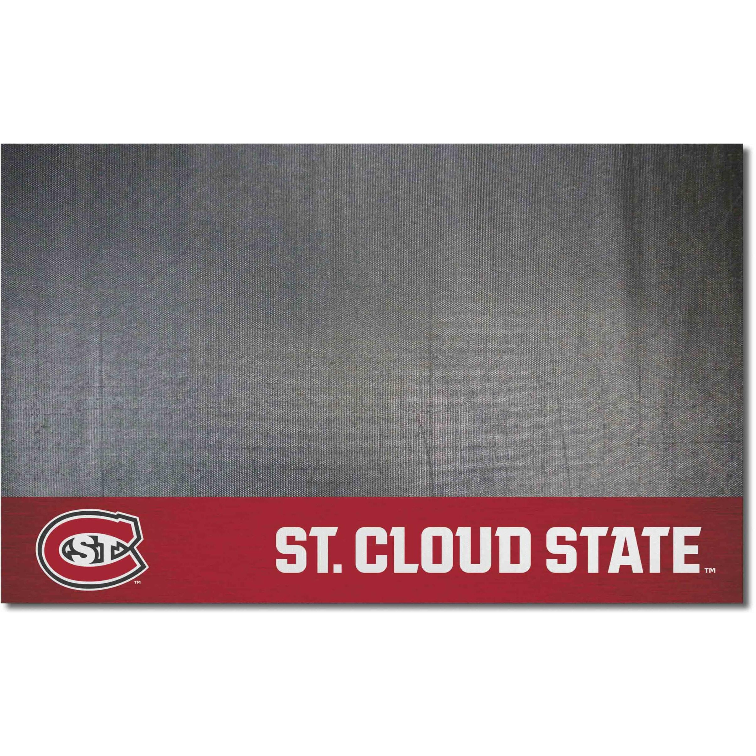 FANMATS 20725 St. Cloud State Huskies Vinyl Grill Mat - 26in. x 42in. - Deck Patio Protective Mat | Oil, flame, and UV resistant