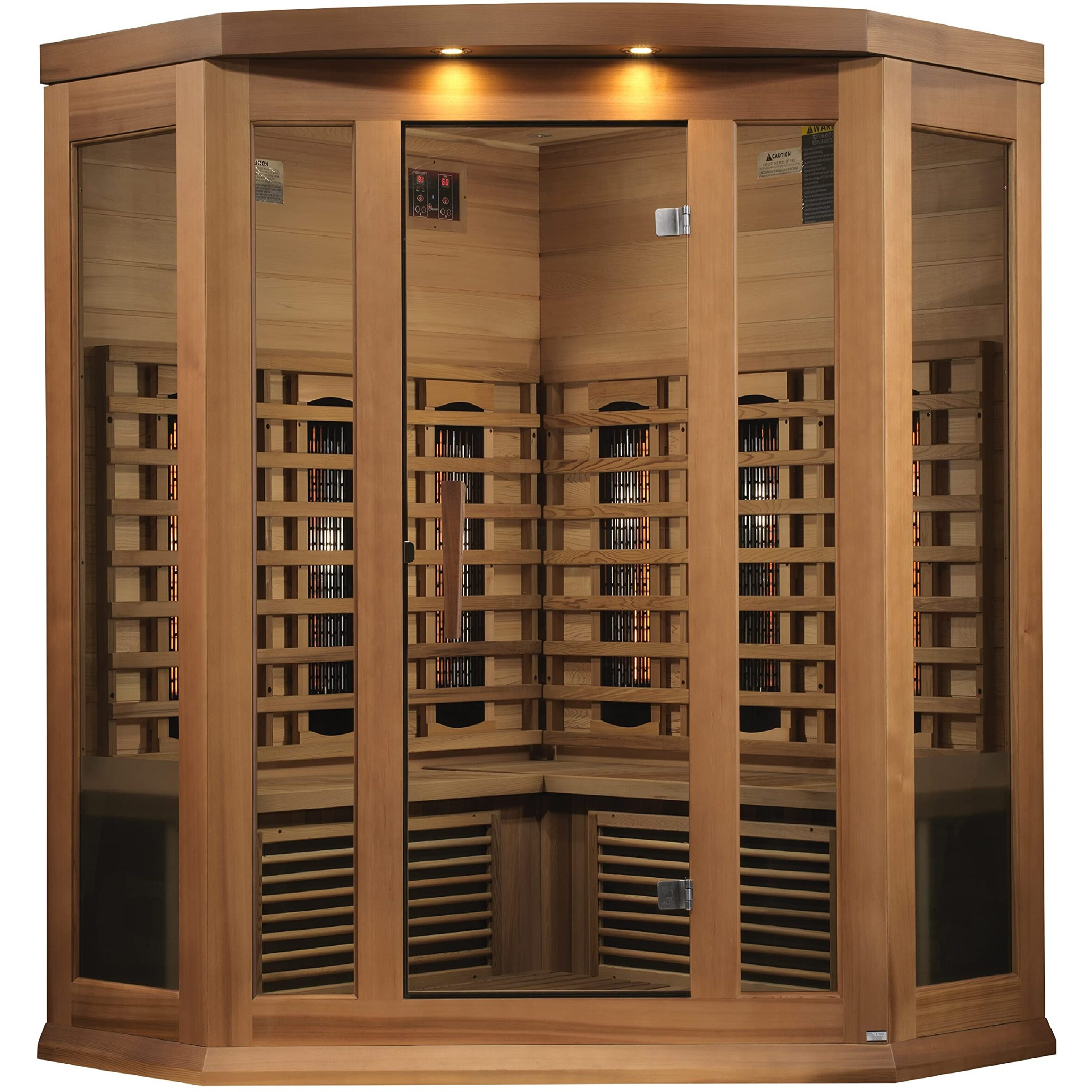 DYNAMIC SAUNAS Maxxus MX-M356-01 3-Person Corner Full Spectrum Near Zero EMF (Under 2MG) FAR Infrared Sauna (Canadian Clear Red Cedar) Curb Side Delivery