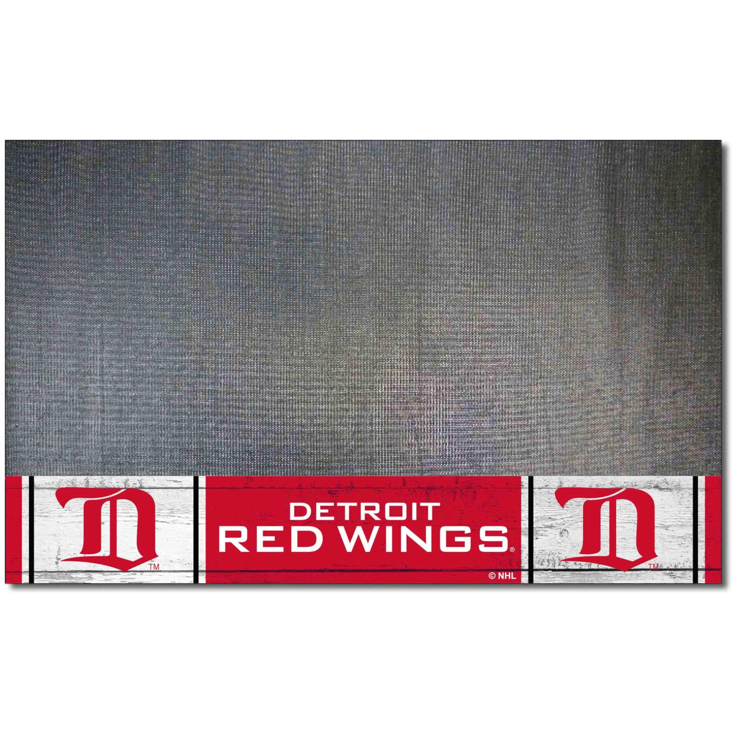 FANMATS 35478 NHL Retro Detroit Red Wings Vinyl Grill Mat - 26in. x 42in.