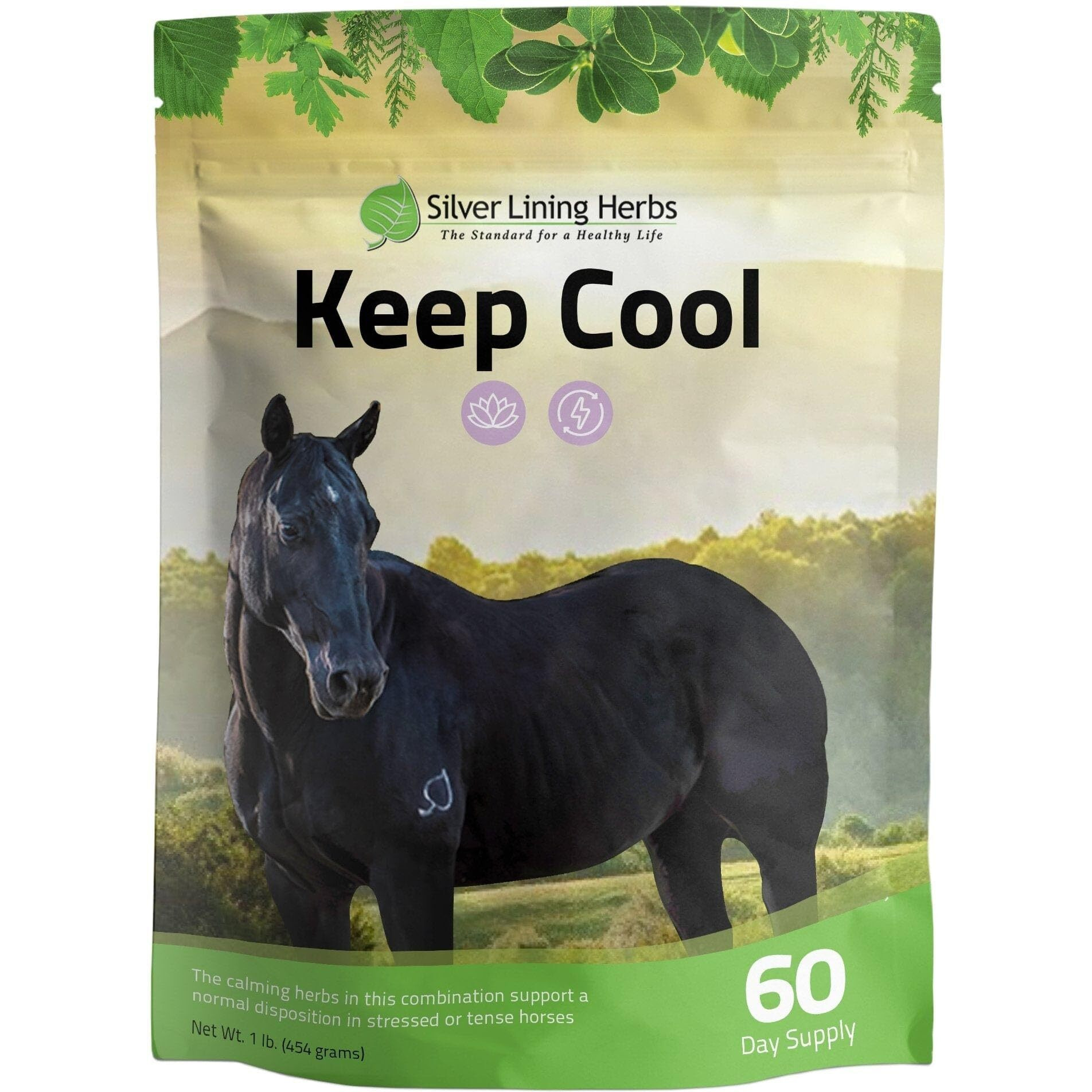 Silver Lining Herbs Keep Cool Equine Calmer - Natural Herbal Horse Supplement - Supports Calming Anxious and Excitable Horses - Helps Maintain Contentment and Relieve Stress - 1 lb Bag