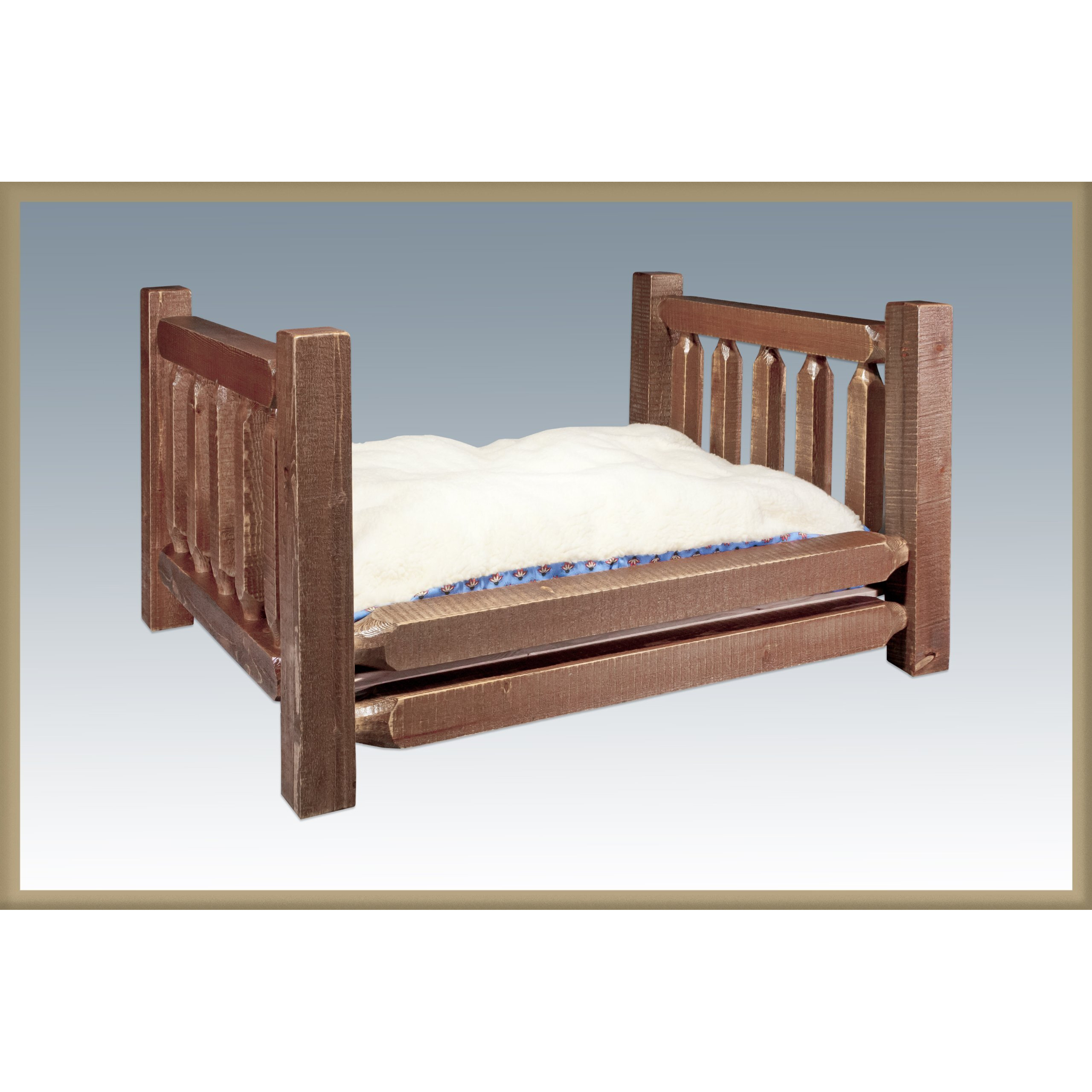 Montana Woodworks Homestead Collection Large Pet Bed with 30 by 40-Inch Mattress, Stain and Lacquer Finish