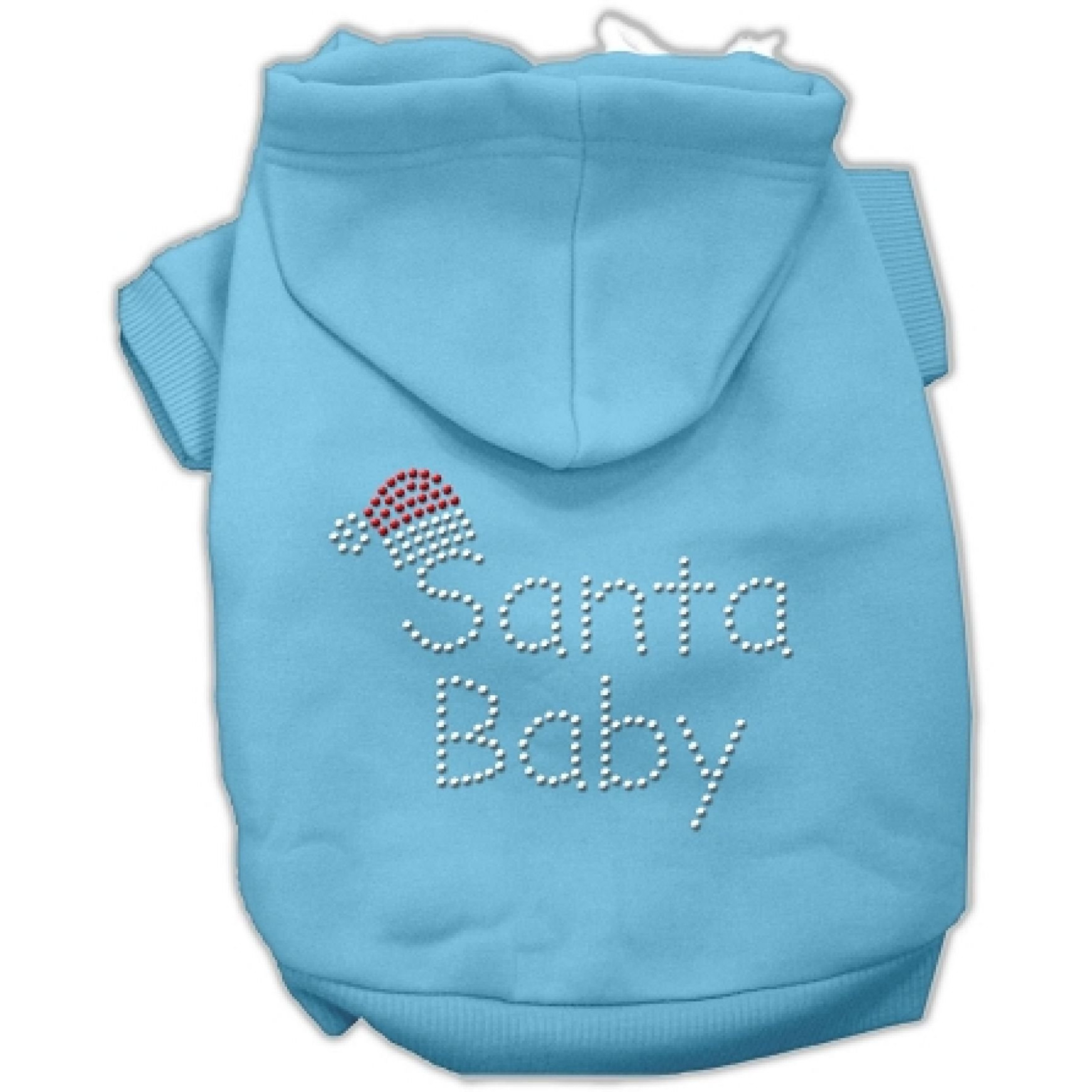 Christmas Pet, Dog & Cat Hoodie Rhinestone, &quotSanta Baby" Baby Blue LG (10-14 lbs.)