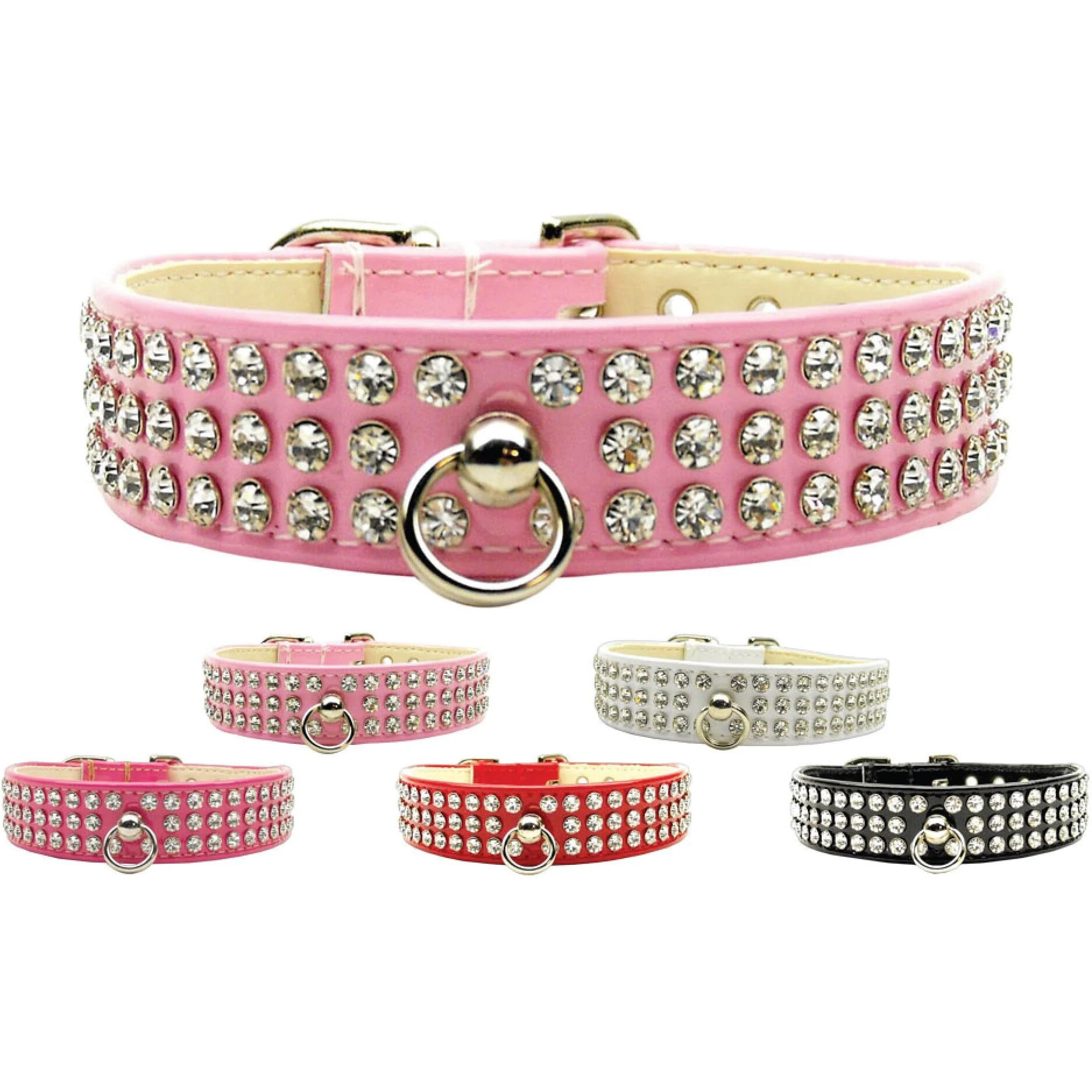 Dog, Puppy & Pet Collar, &quotPatent Jewel 73" Bright Pink 16