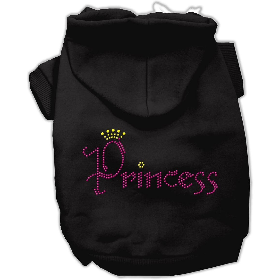 Pet, Dog & Cat Hoodie Rhinestone, &quotPrincess" Black MD (6-10 lbs.)