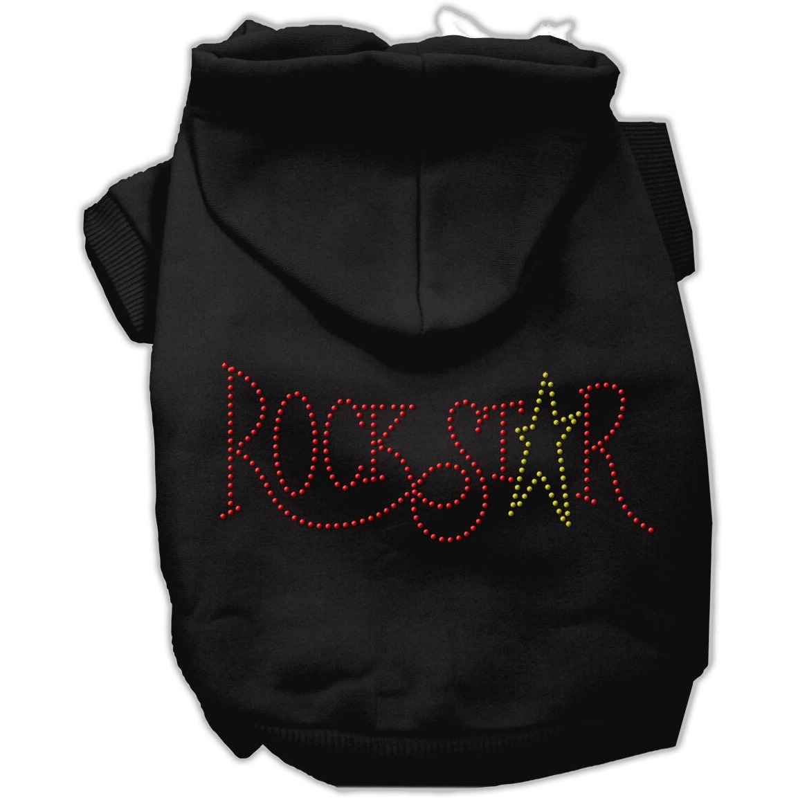 Pet, Dog & Cat Hoodie Rhinestone, &quotRockstar" Black MD (6-10 lbs.)