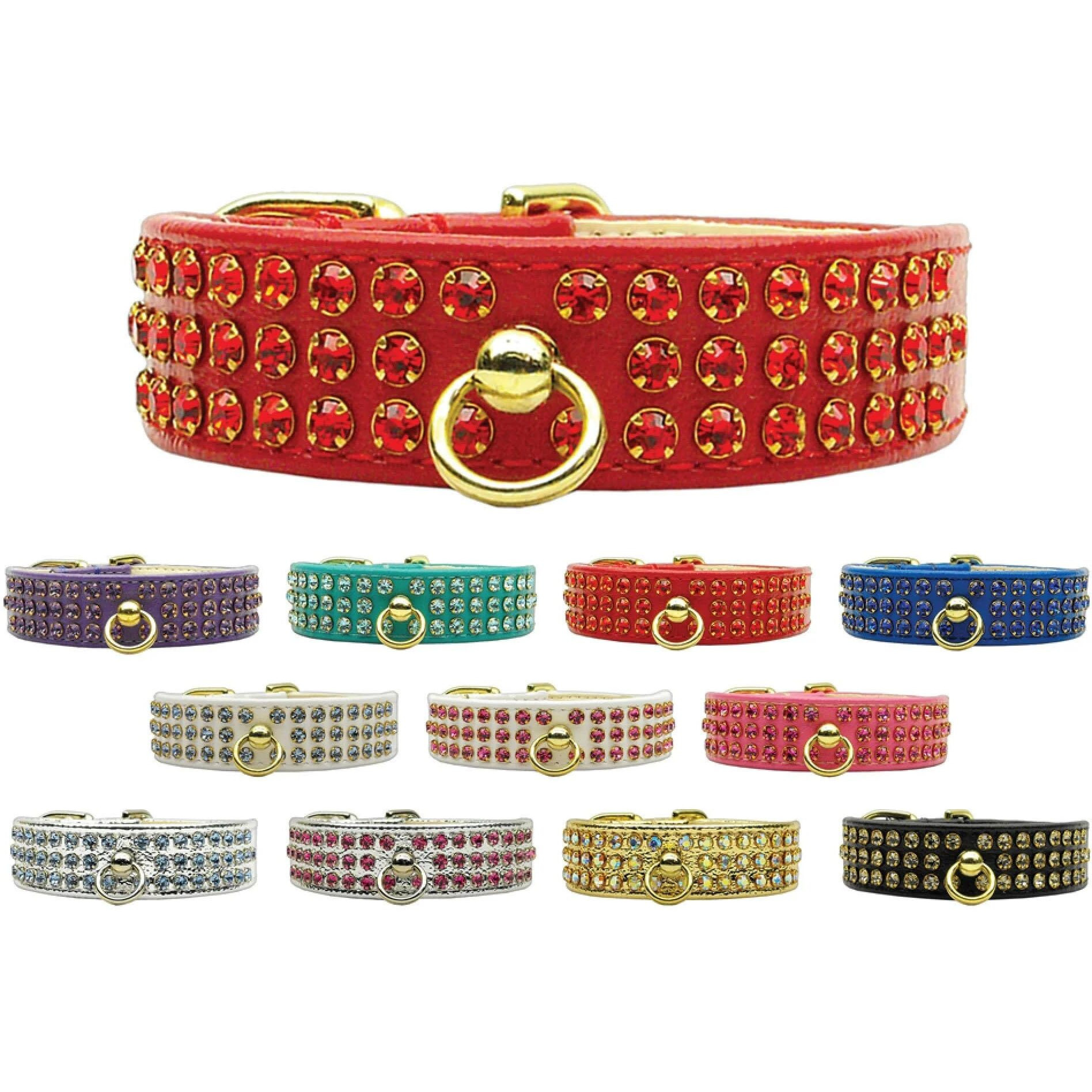 Dog, Puppy & Pet Collar, &quotManhattan Rhinestone" Pink w/Pink Stones 20