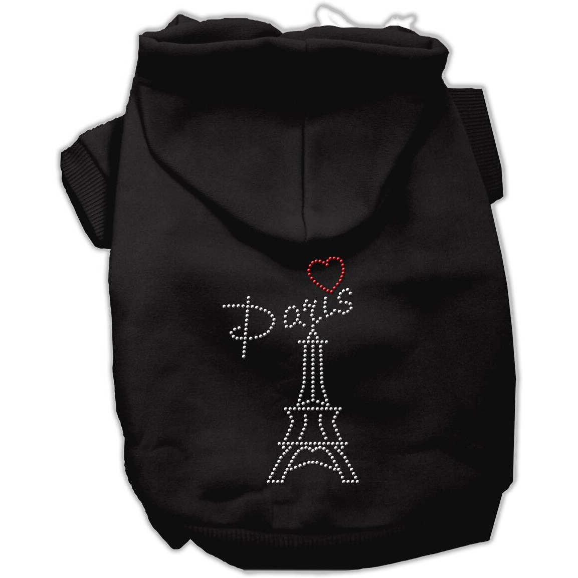 Pet, Dog & Cat Hoodie Rhinestone, &quotParis" Black LG (10-14 lbs.)