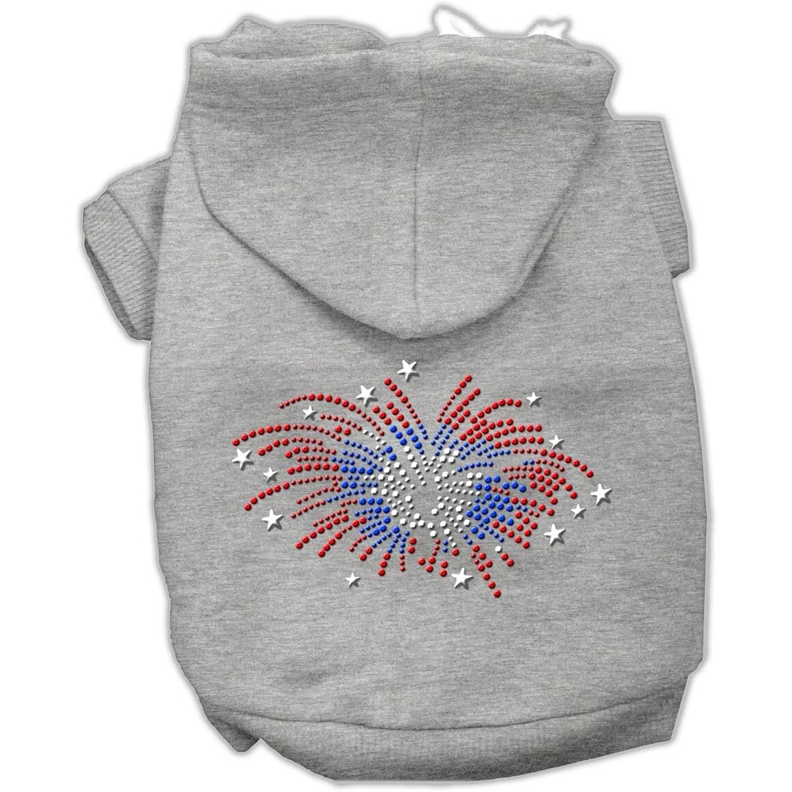 Pet, Dog & Cat Hoodie Rhinestone, &quotFireworks" Gray MD (6-10 lbs.)