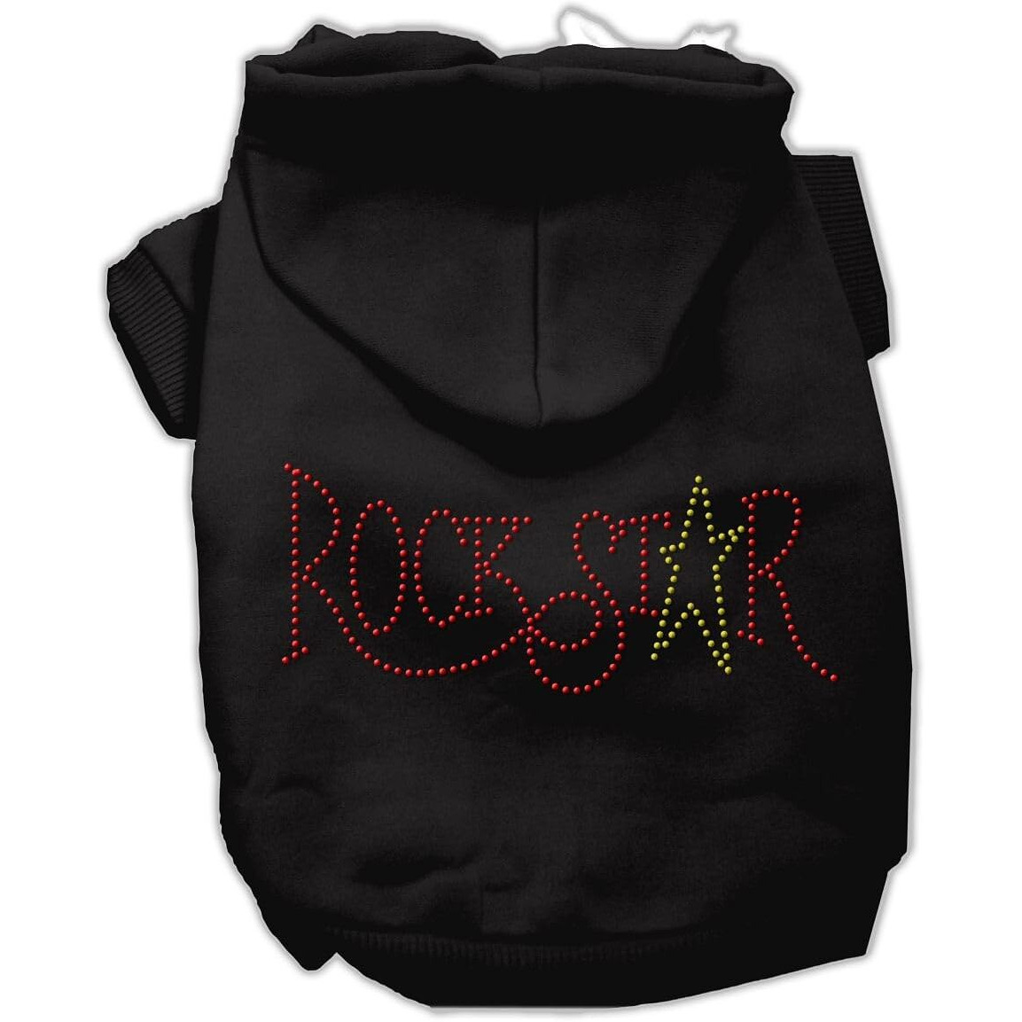 Pet, Dog & Cat Hoodie Rhinestone, &quotRockstar" Black LG (10-14 lbs.)