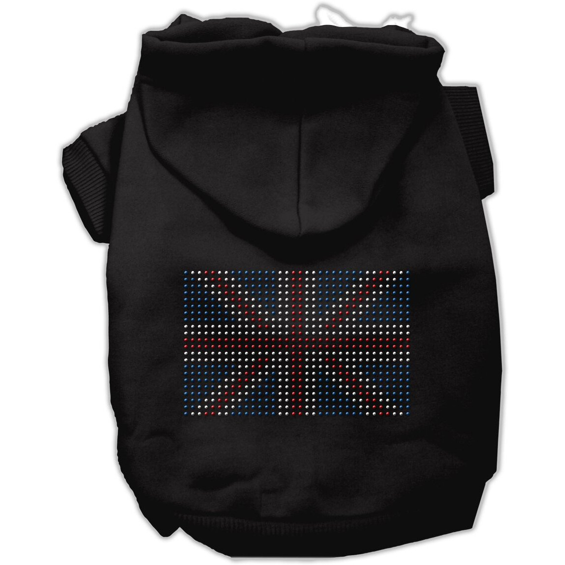 Pet, Dog & Cat Hoodie Rhinestone, &quotBritish Flag" Black MD (6-10 lbs.)