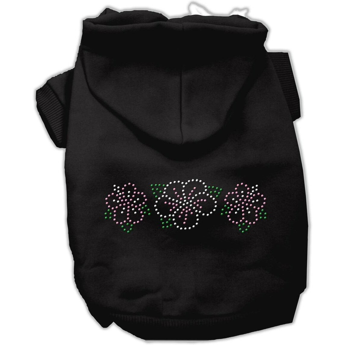 Pet, Dog & Cat Hoodie Rhinestone, &quotTropical Flower" Black LG (10-14 lbs.)