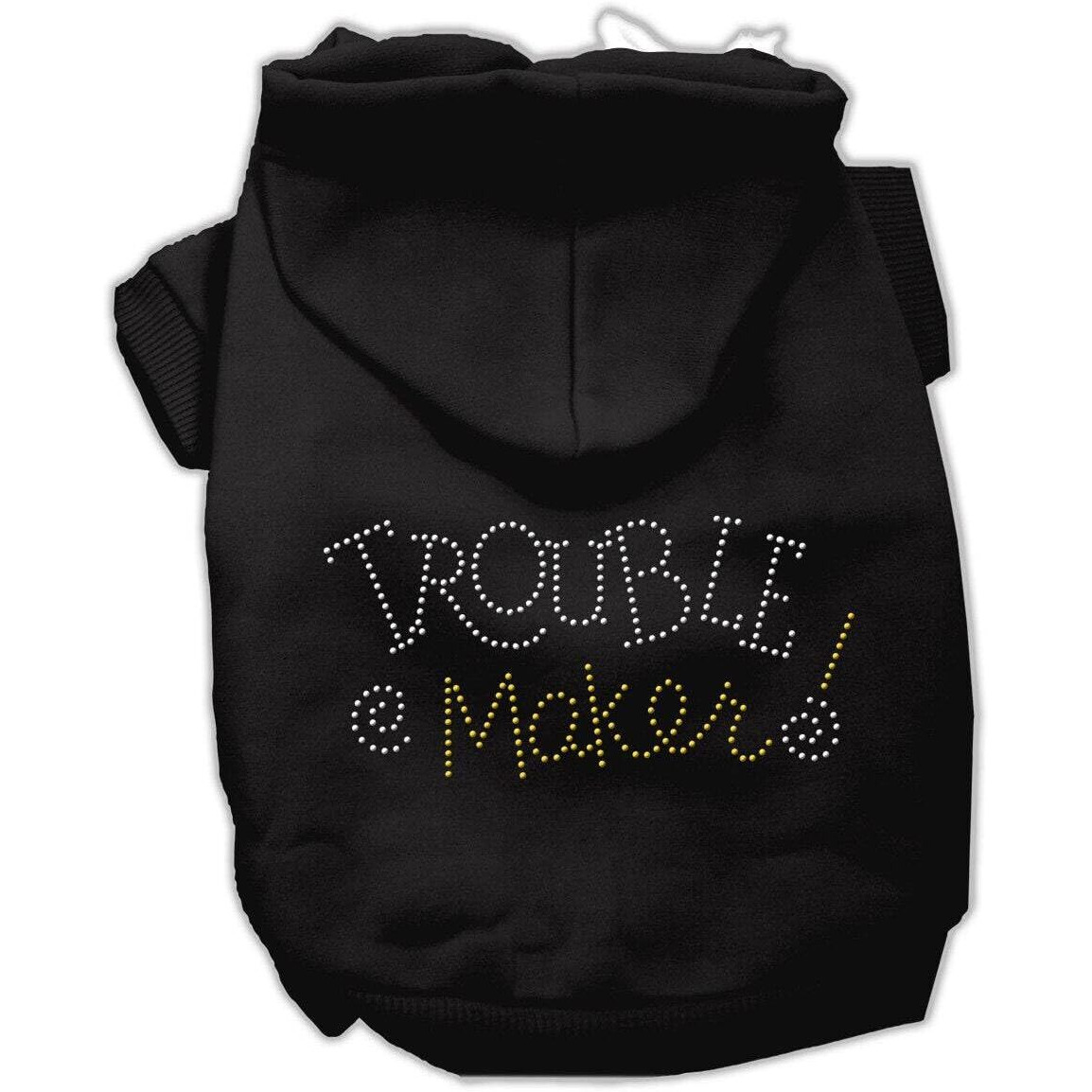Pet, Dog & Cat Hoodie Rhinestone, &quotTrouble Maker" Black LG (10-14 lbs.)