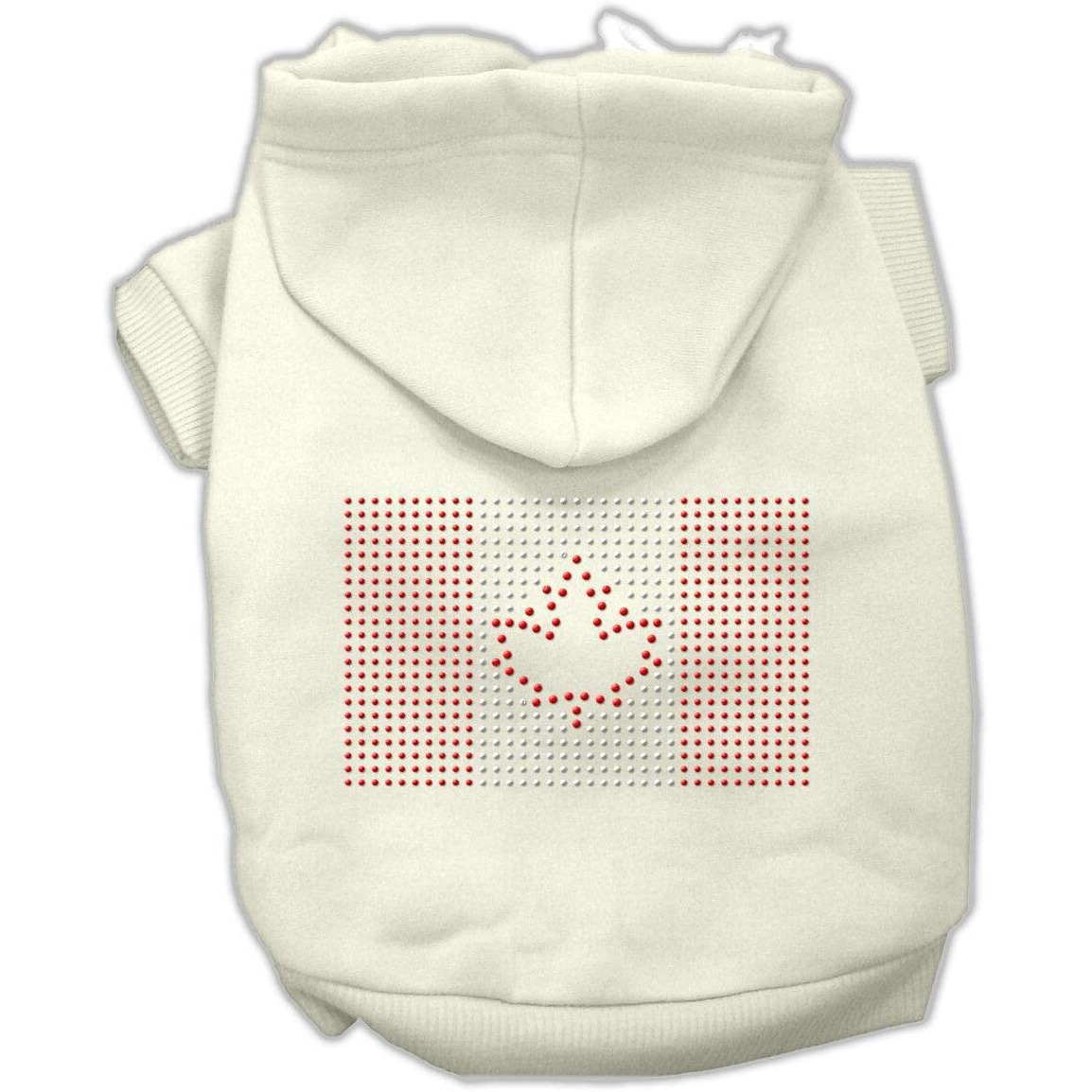 Pet, Dog & Cat Hoodie Rhinestone, &quotCanadian Flag" Cream MD (6-10 lbs.)
