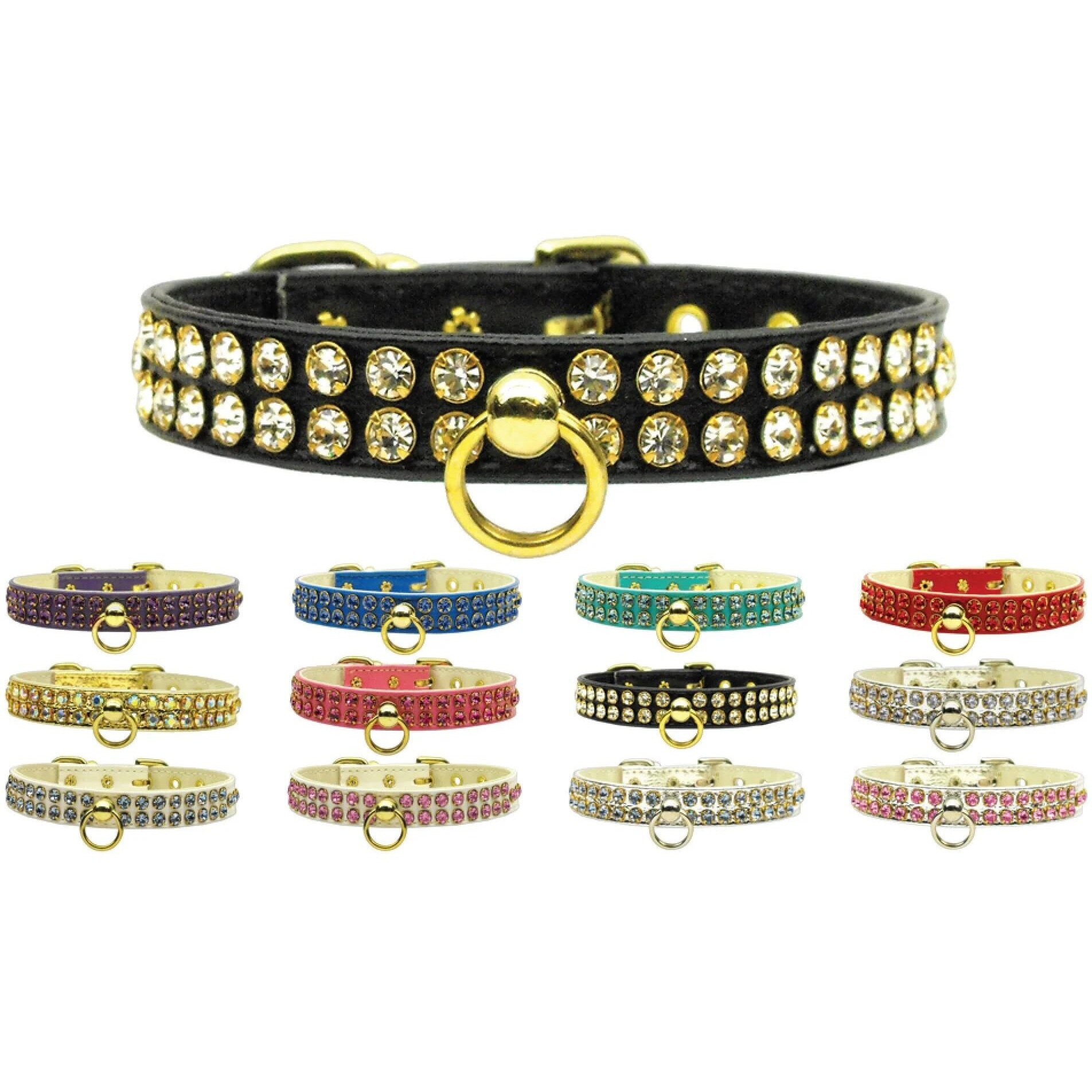 Dog, Puppy & Pet Collar, &quotSwank Rhinestone" PurpleW/PurpleStones 10