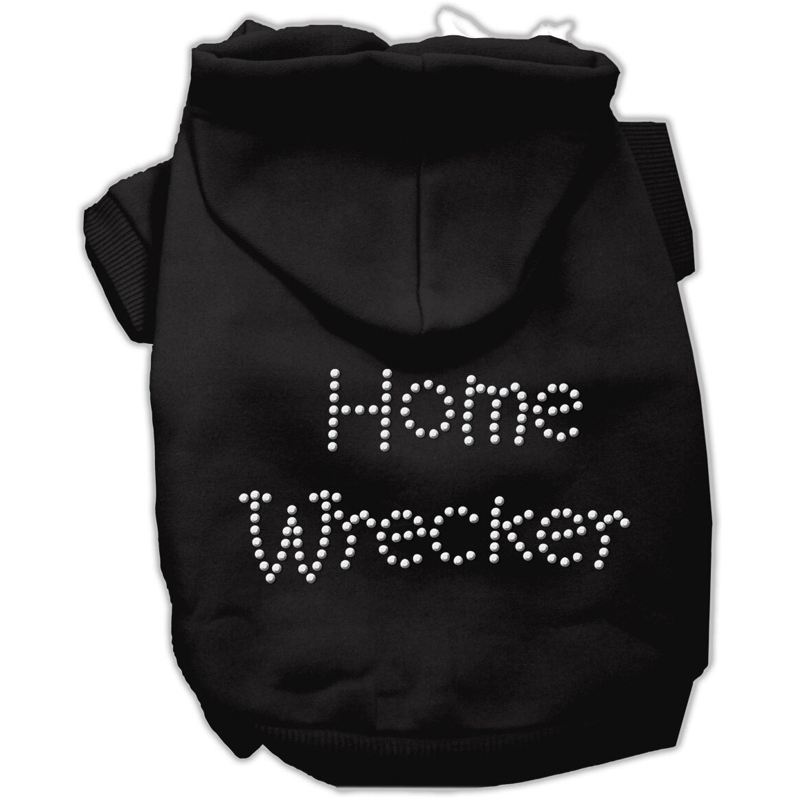 Pet, Dog & Cat Hoodie Rhinestone, &quotHome Wrecker" Black MD (6-10 lbs.)