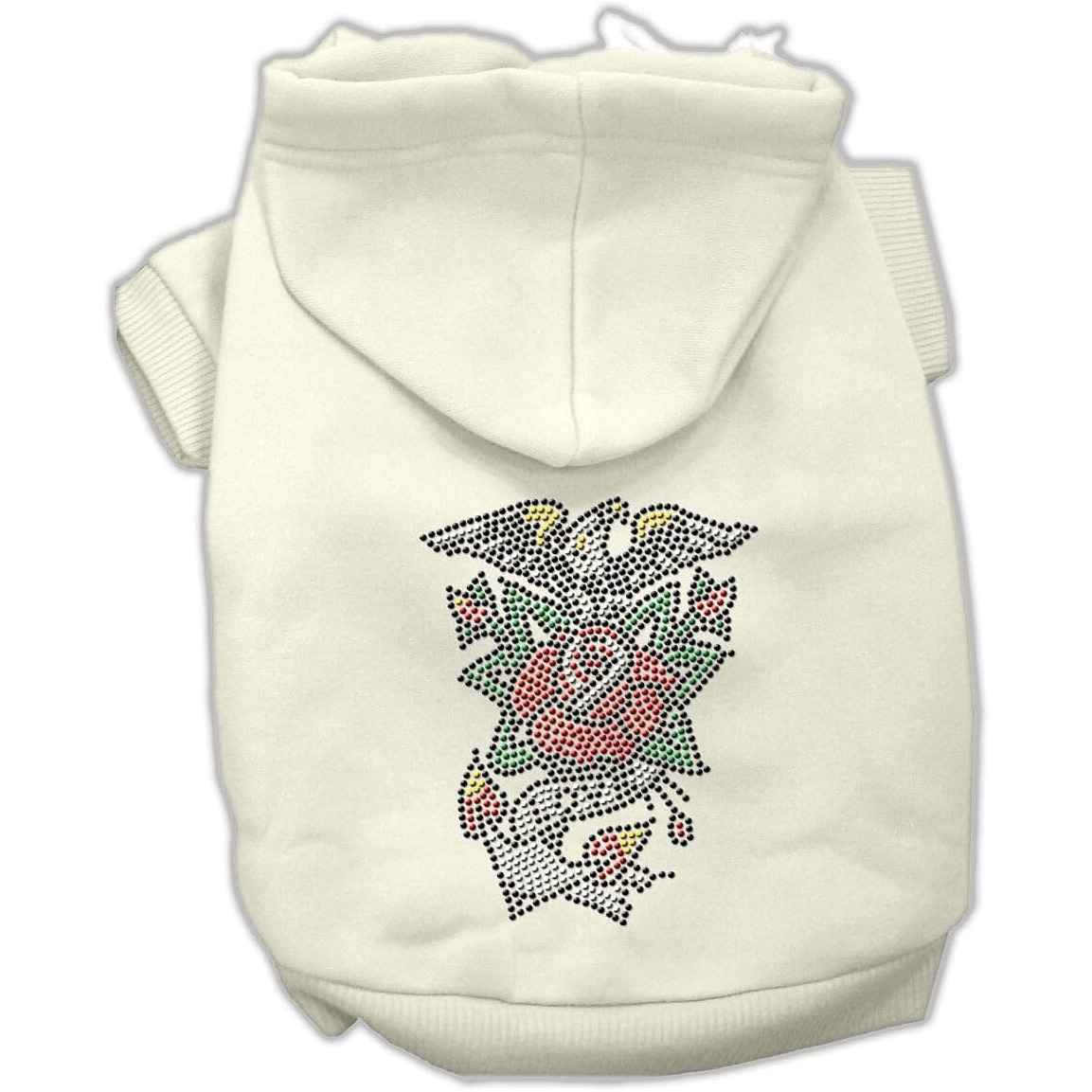 Pet, Dog & Cat Hoodie Nailhead Rhinestone, &quotEagle Rose" Cream MD (6-10 lbs.)