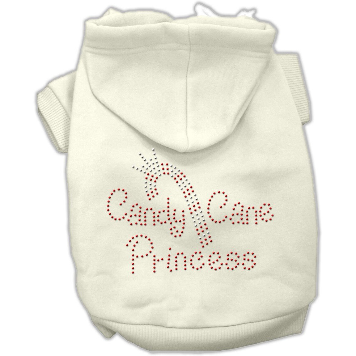 Christmas Pet Dog & Cat Hoodie Rhinestone, &quotCandy Cane Princess" Cream LG (10-14 lbs.)