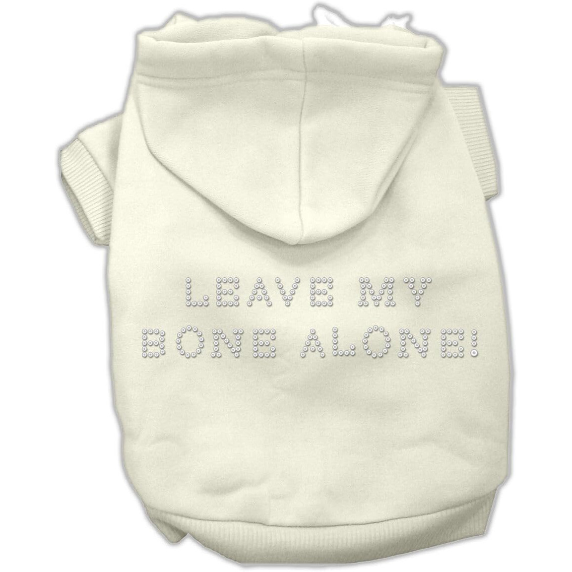 Pet, Dog & Cat Hoodie Rhinestone, &quotLeave My Bone Alone" Cream LG (10-14 lbs.)