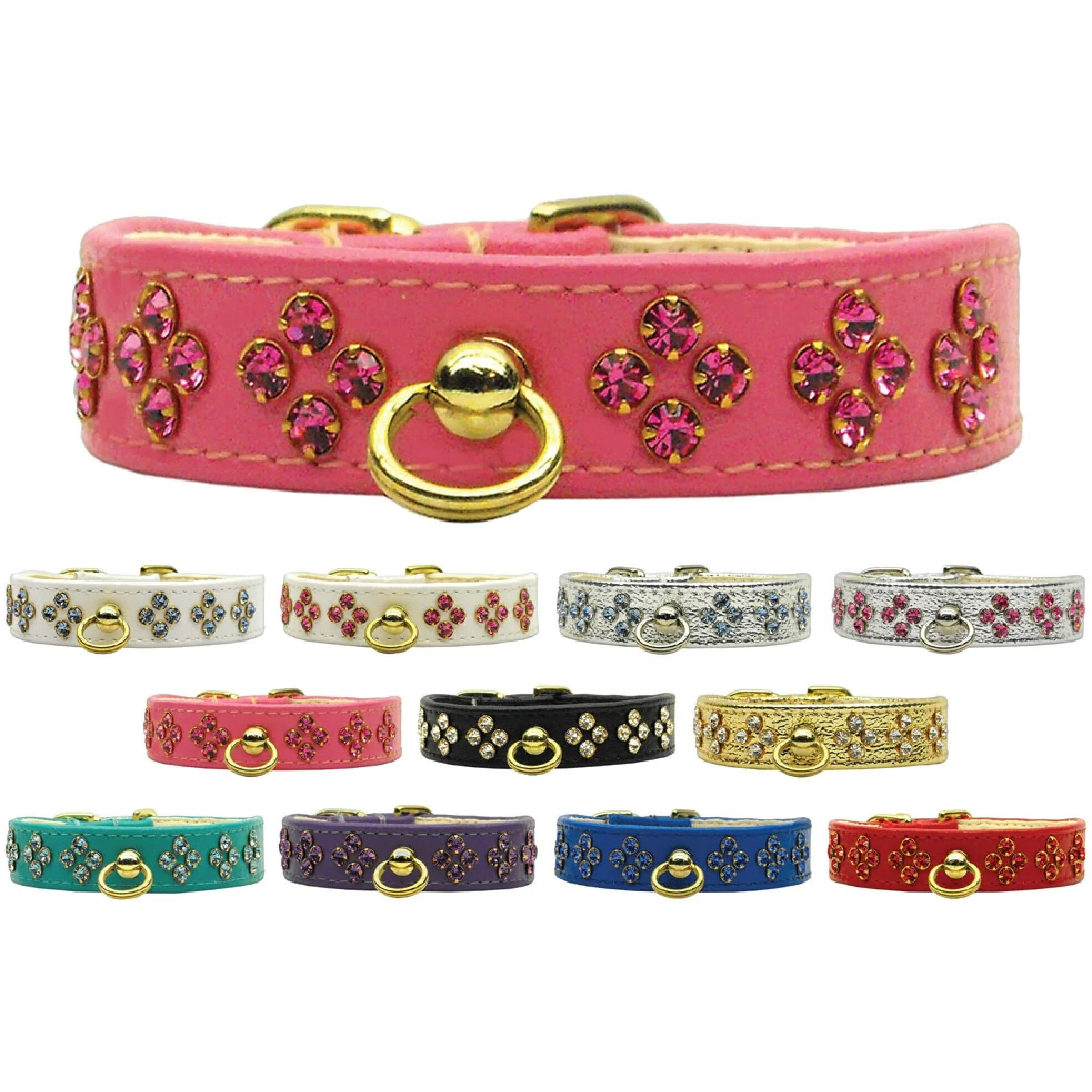 Dog, Puppy & Pet Collar, &quotTiara Rhinestone" PurpleW/PurpleStones 16