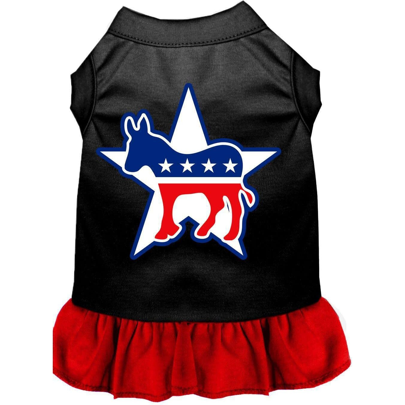 Mirage Pet Products 58-04 LGBKRD 14" Democrat Screen Print Dress Black with Red, Large