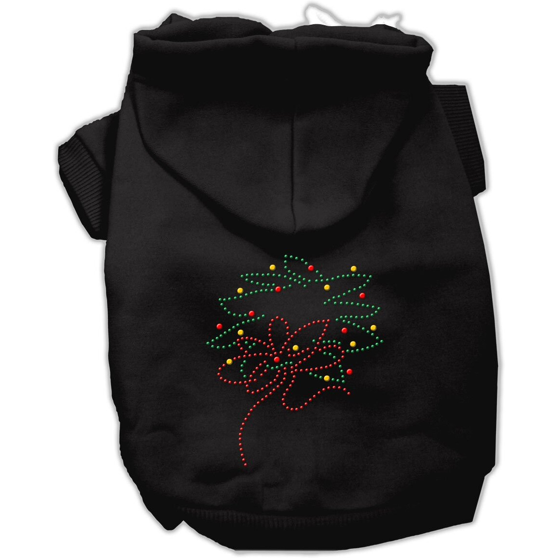 Christmas Pet, Dog & Cat Hoodie Rhinestone, &quotChristmas Wreath" Black SM (3-6 lbs.)