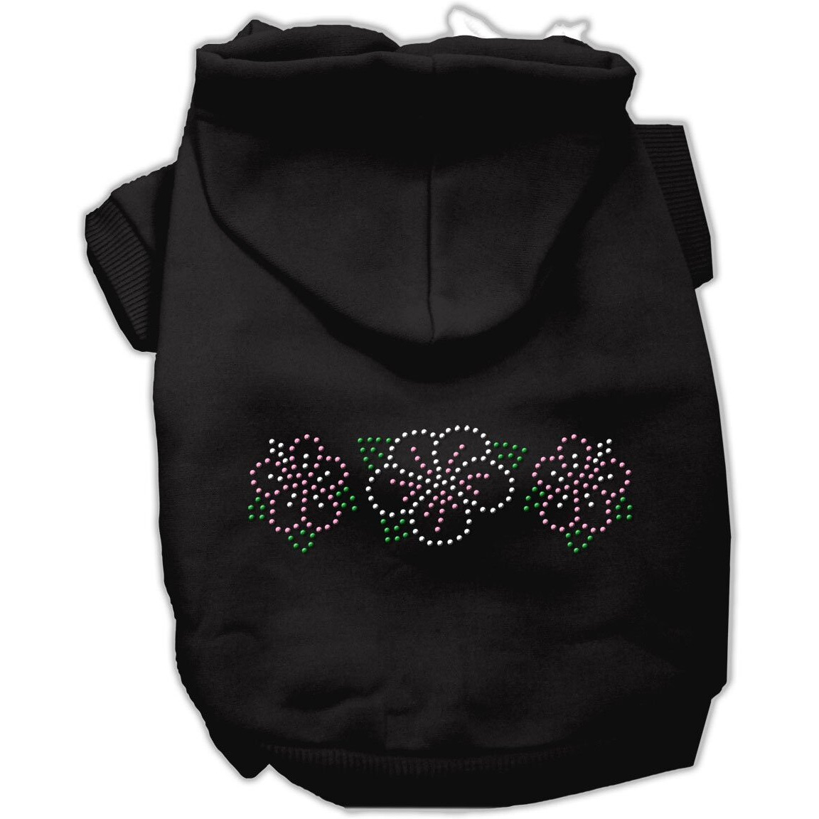 Pet, Dog & Cat Hoodie Rhinestone, &quotTropical Flower" Black SM (3-6 lbs.)