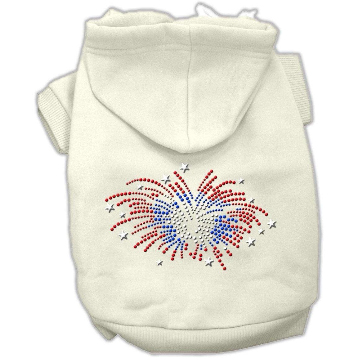 Pet, Dog & Cat Hoodie Rhinestone, &quotFireworks" Cream SM (3-6 lbs.)