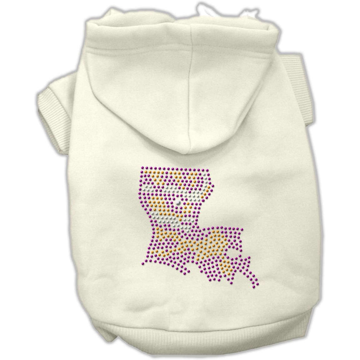 Pet, Dog & Cat Hoodie Rhinestone, &quotLouisiana" Cream MD (6-10 lbs.)