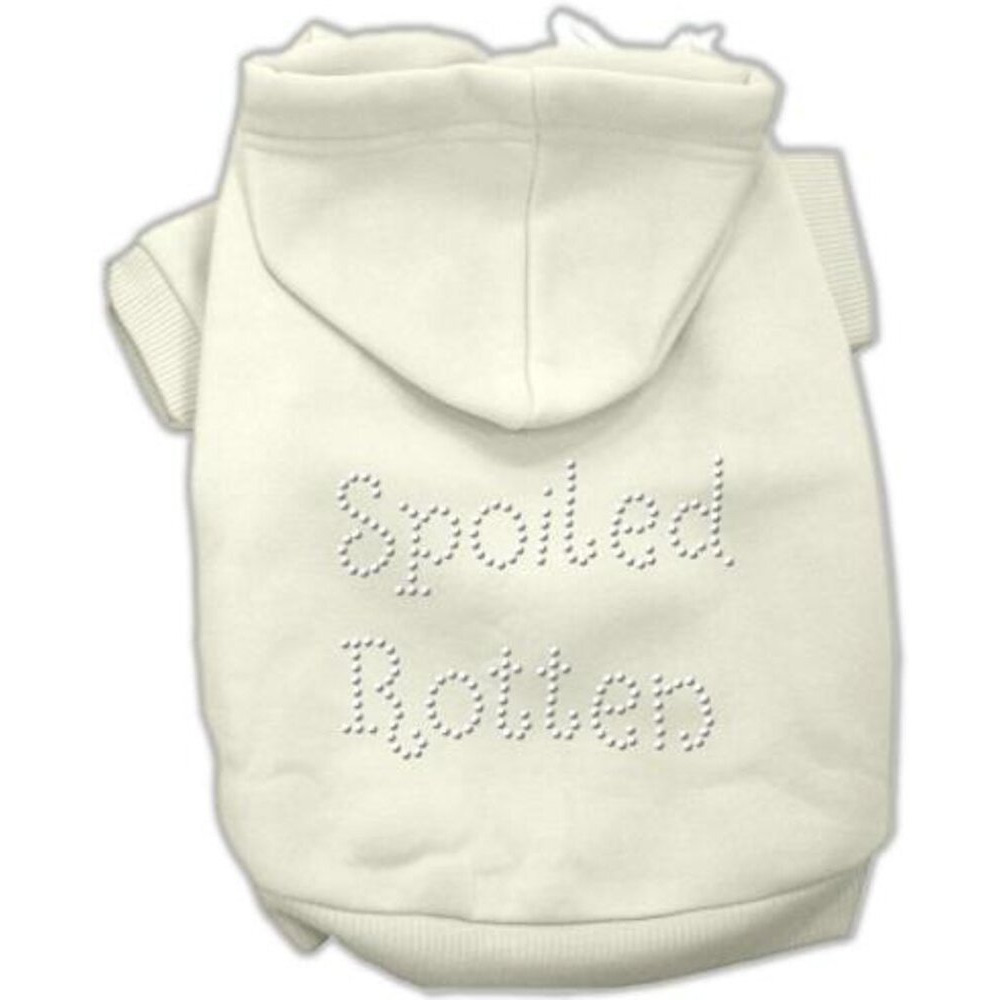 Pet, Dog & Cat Hoodie Rhinestone, &quotSpoiled Rotten" Cream SM (3-6 lbs.)