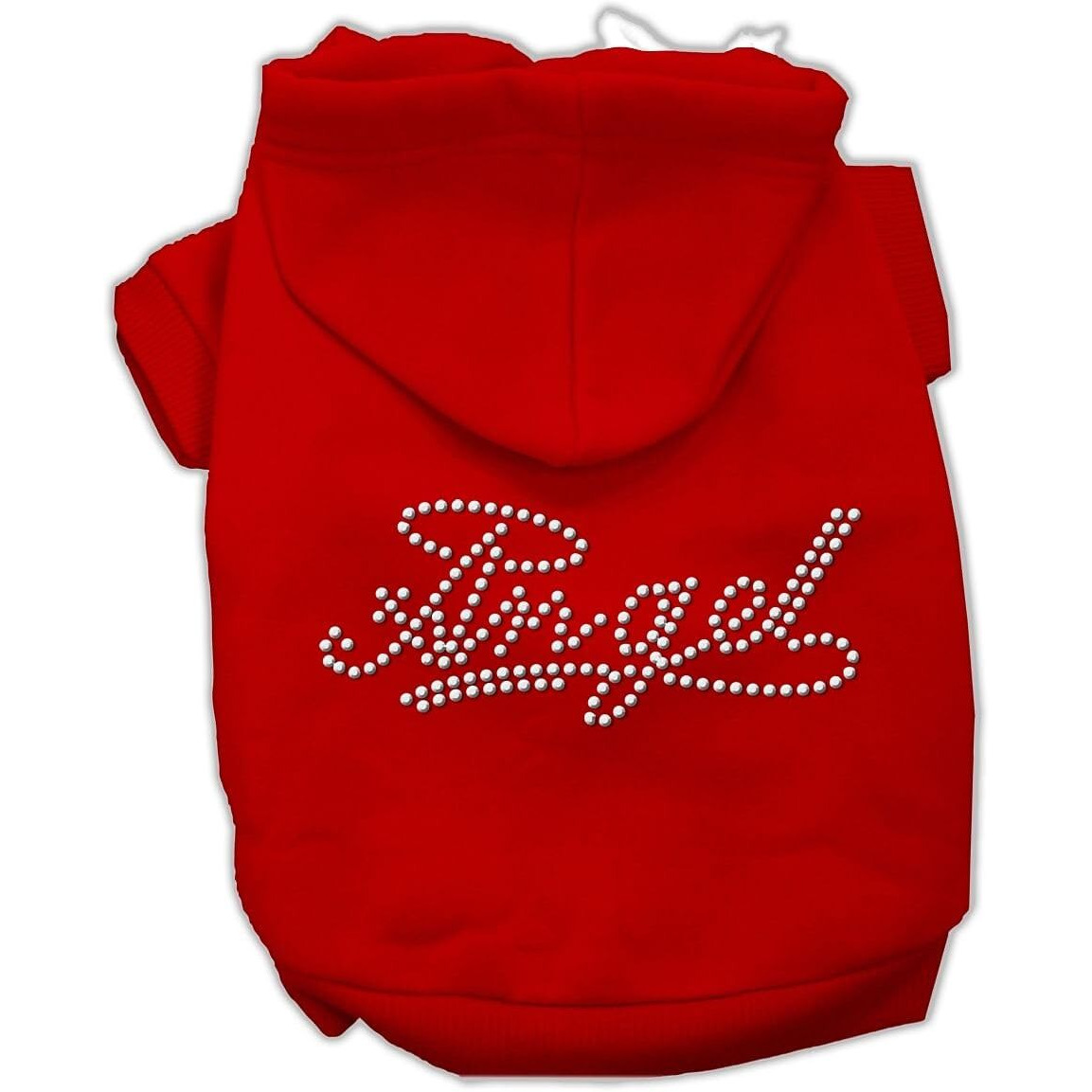 Pet, Dog & Cat Hoodie Rhinestone, &quotAngel" Red SM (3-6 lbs.)