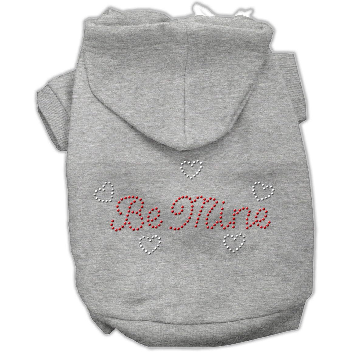 Pet, Dog & Cat Hoodie Rhinestone, &quotBe Mine" Gray SM (3-6 lbs.)